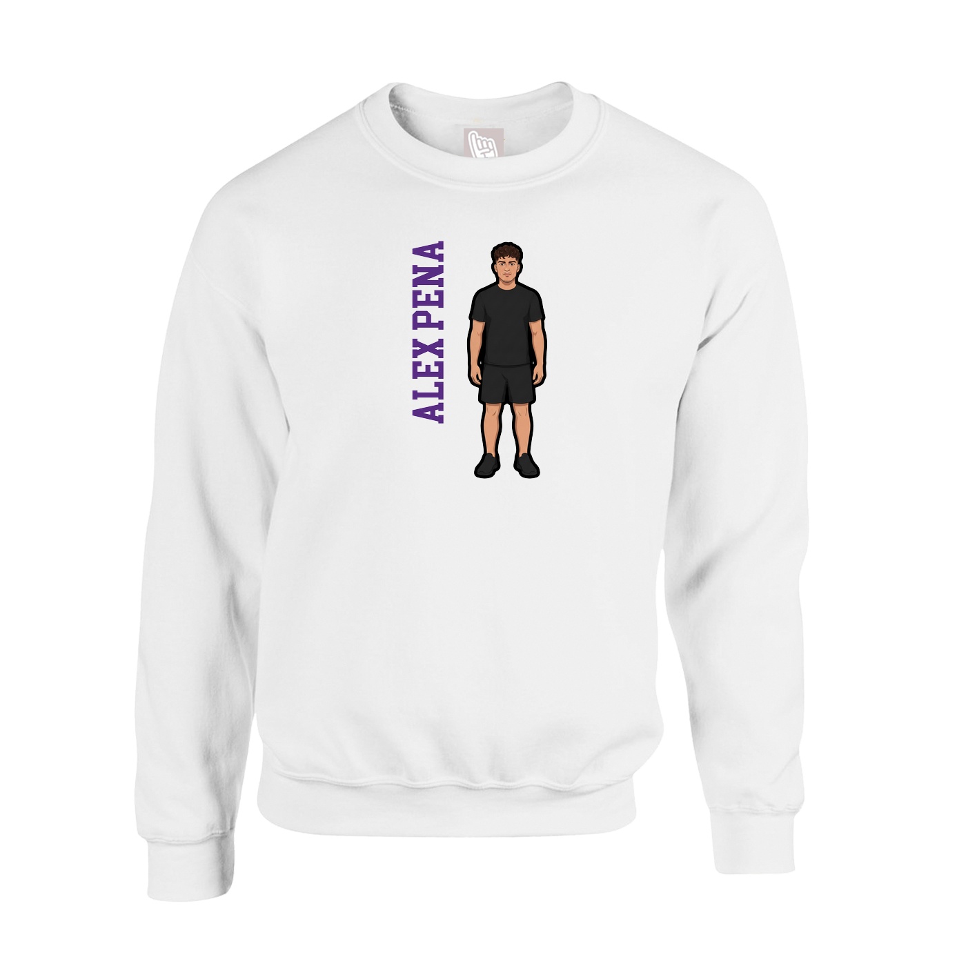 Fleece Crew — Name Vertical in White