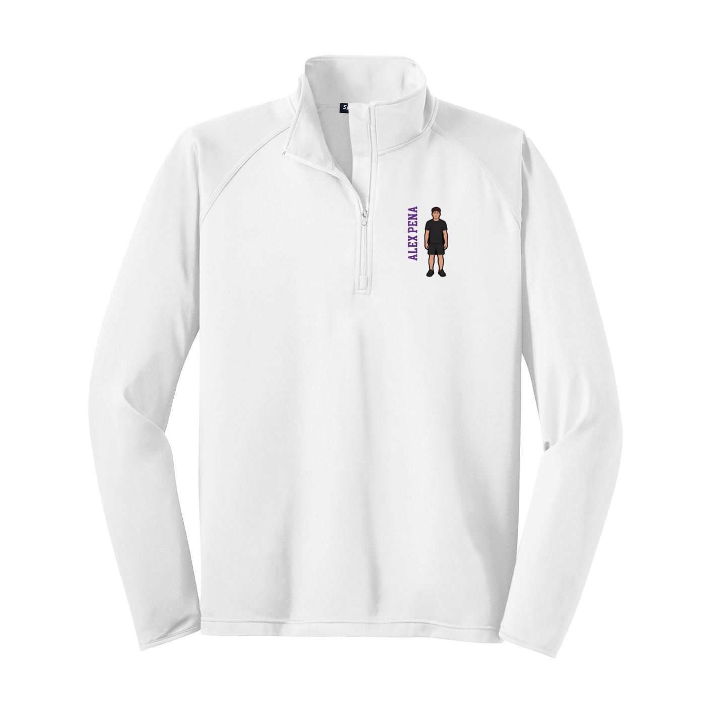 Q-Zip Pullover — Name Vertical in White