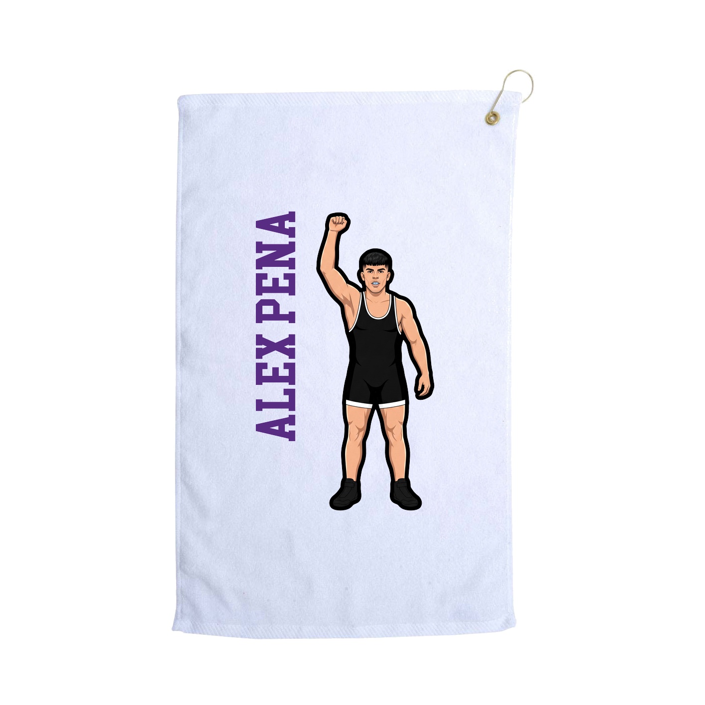 Golf Towel — Name Vertical in White