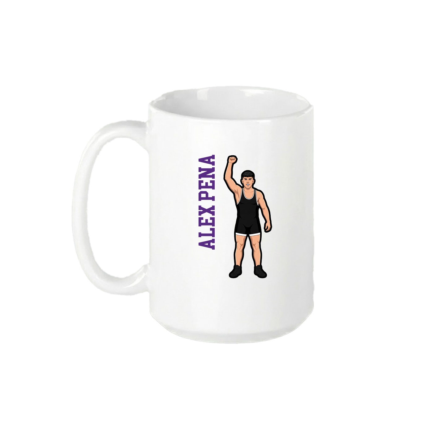 15oz Coffee Mug — Name Vertical in White