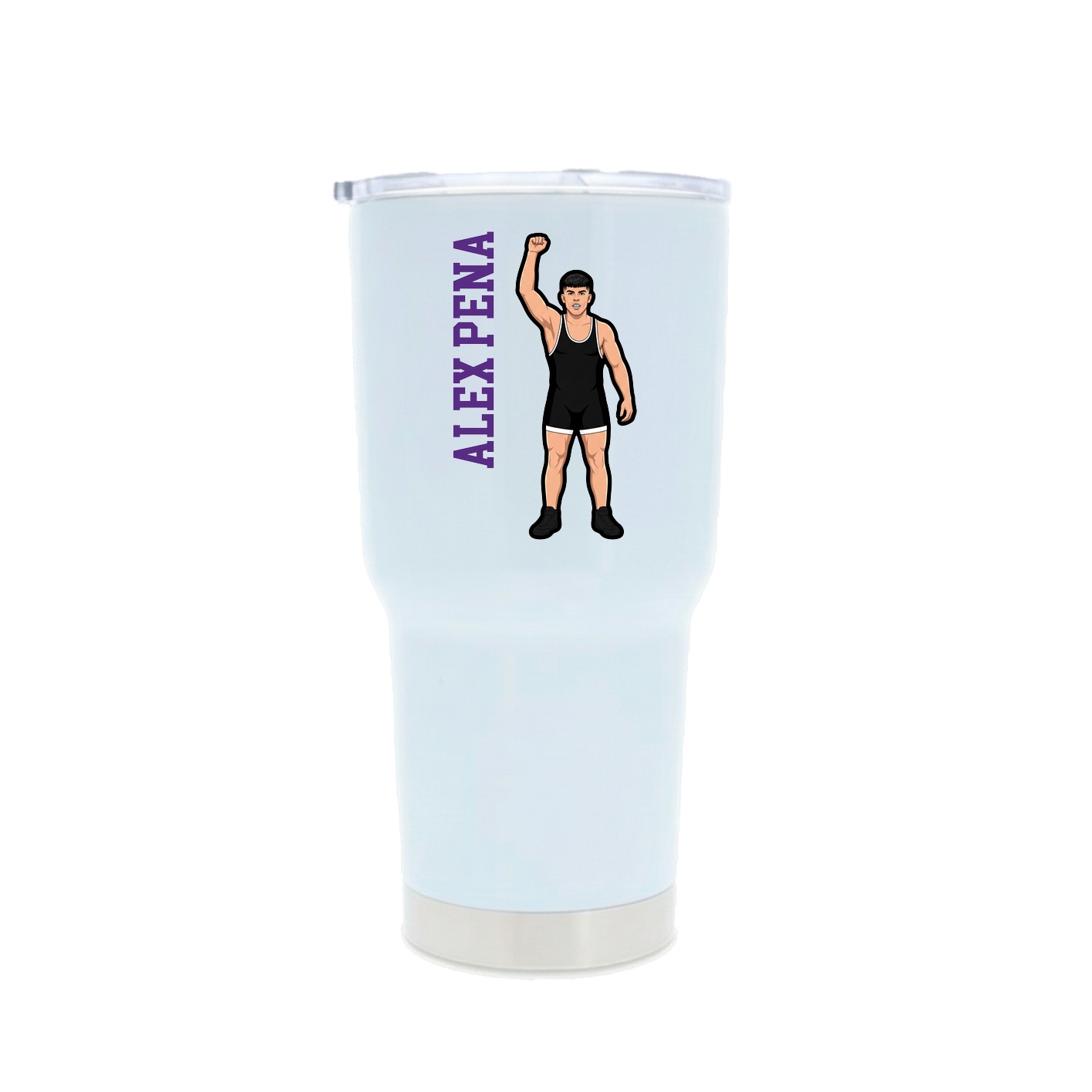 30oz Stainless Steel Tumbler — Name Vertical in White
