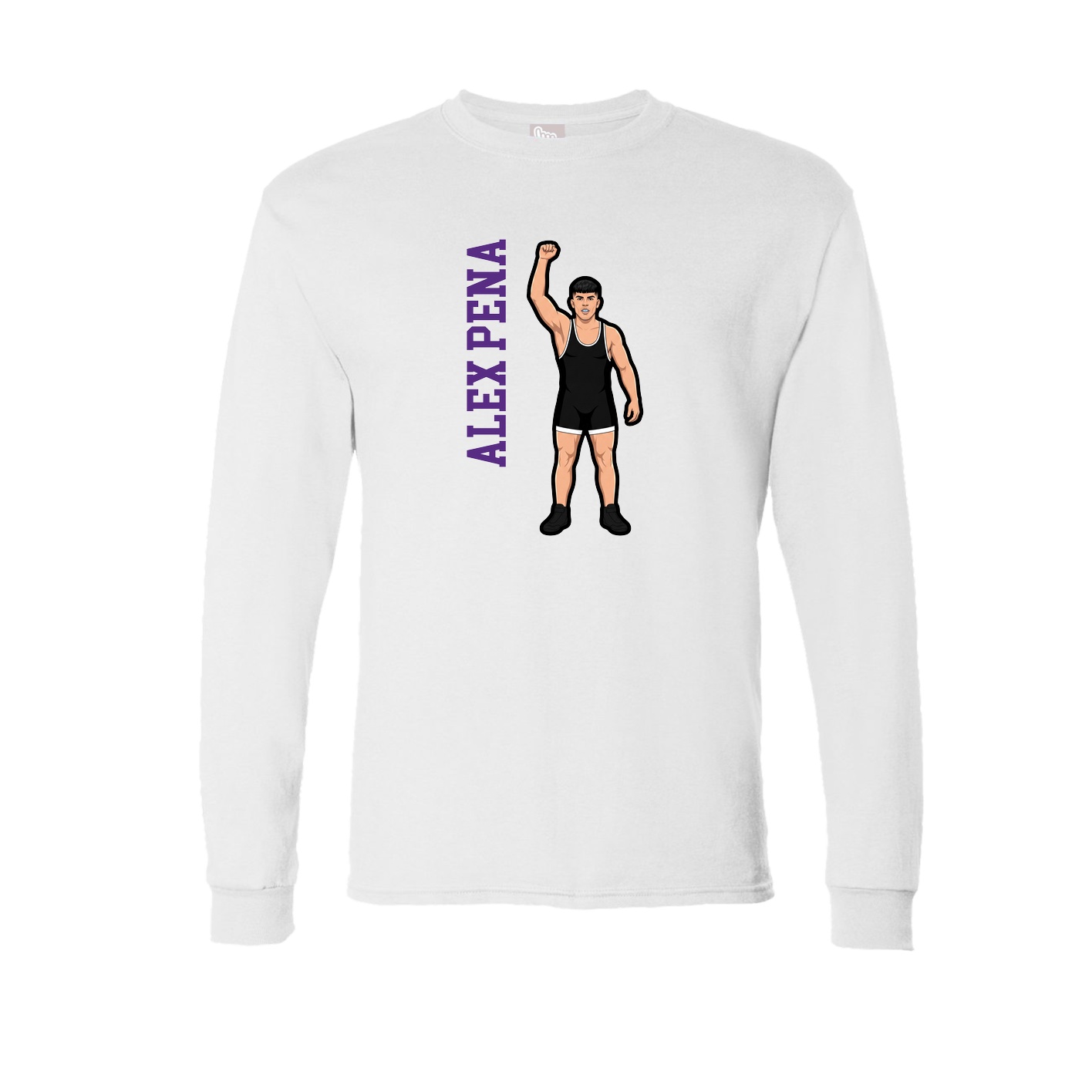 Long Sleeve Tee — Name Vertical in White
