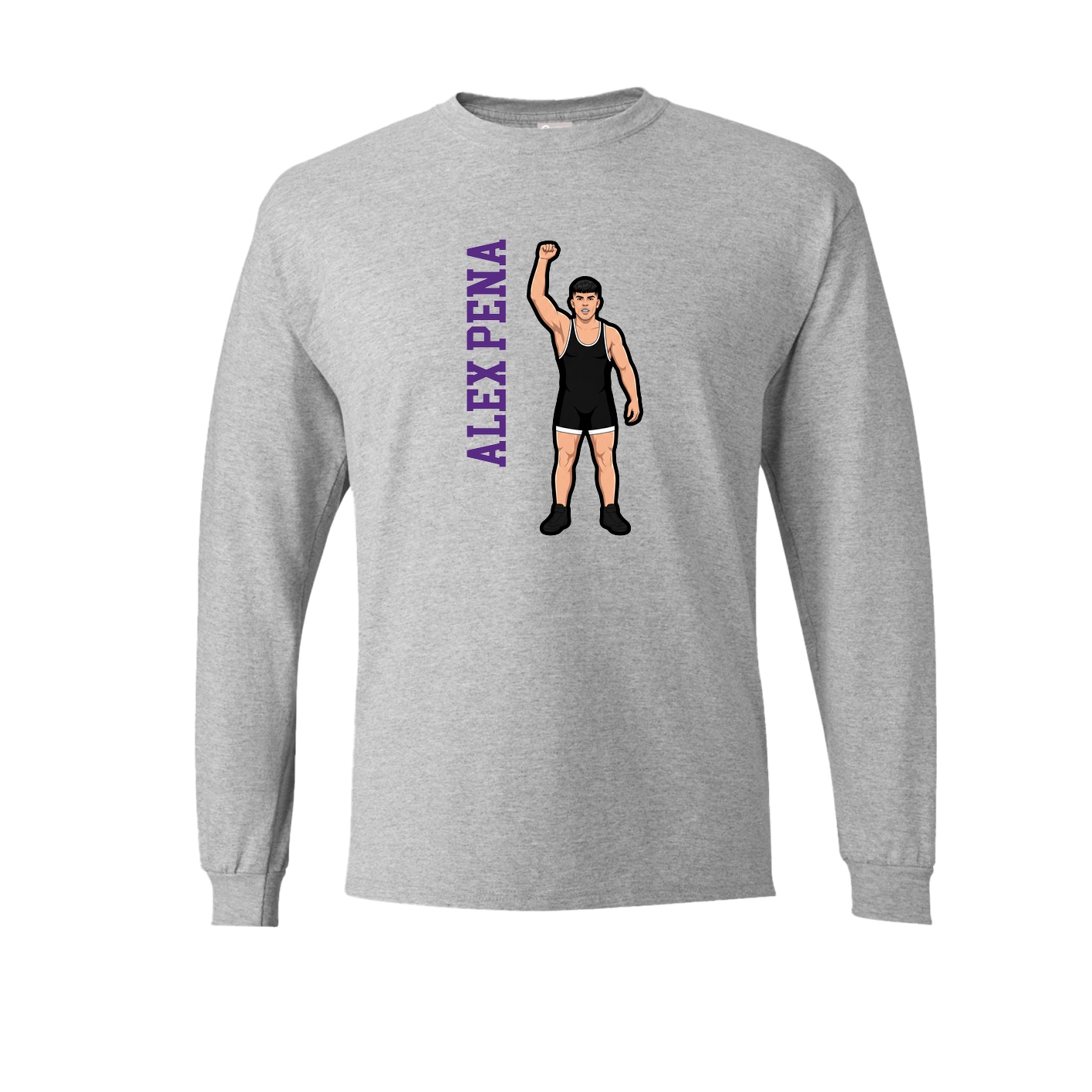 Long Sleeve Tee — Name Vertical in Grey