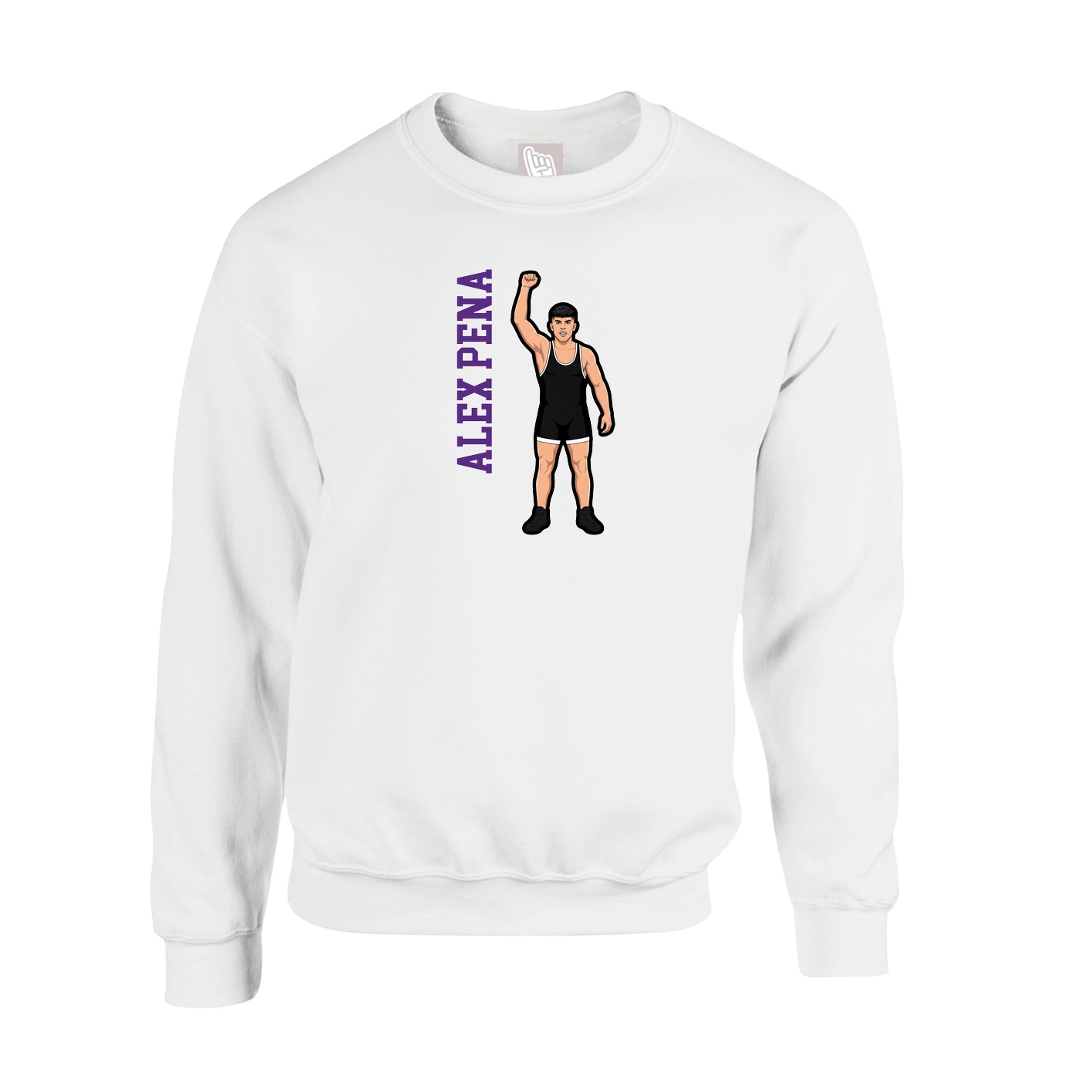 Fleece Crew — Name Vertical in White