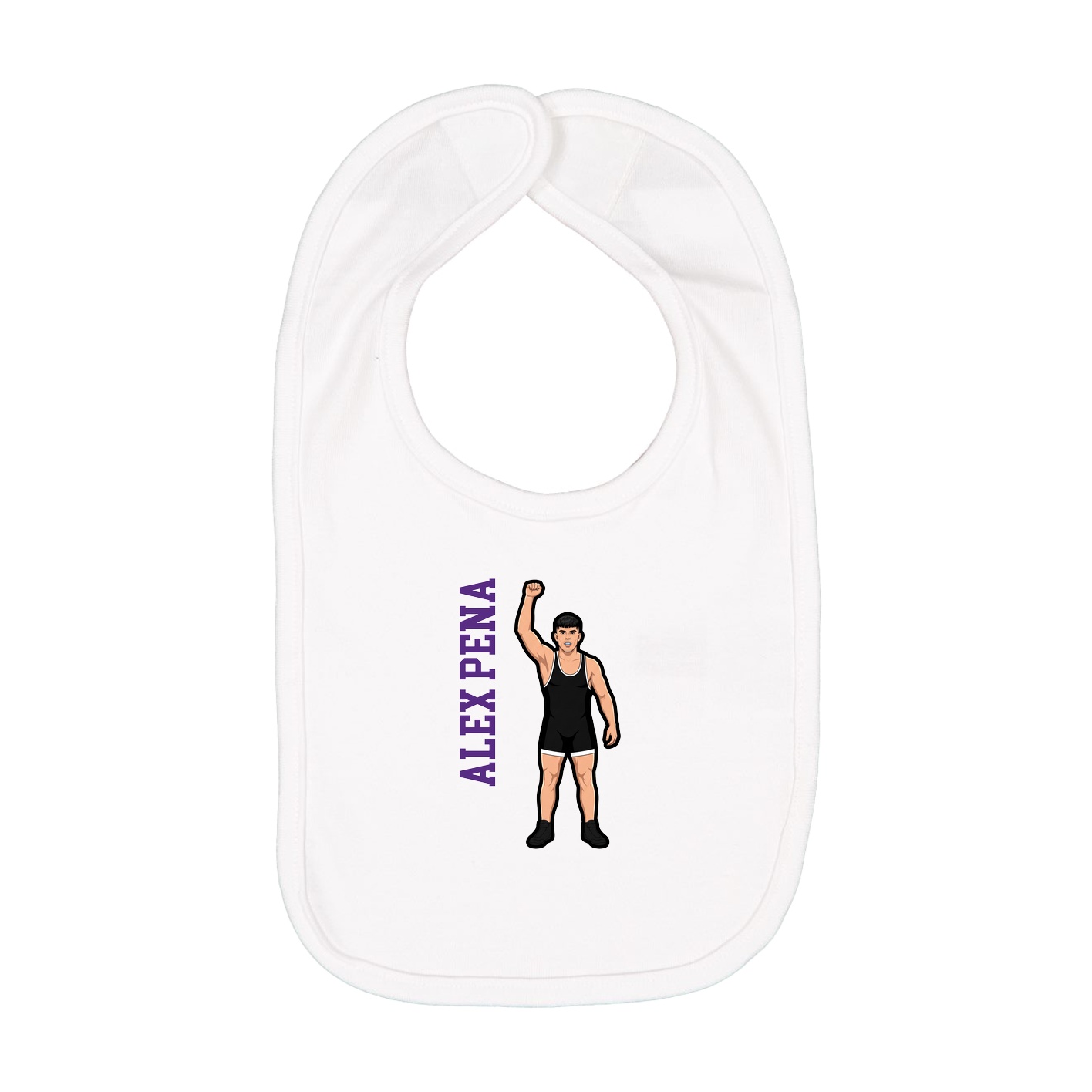 Infant Bib — Name Vertical in White