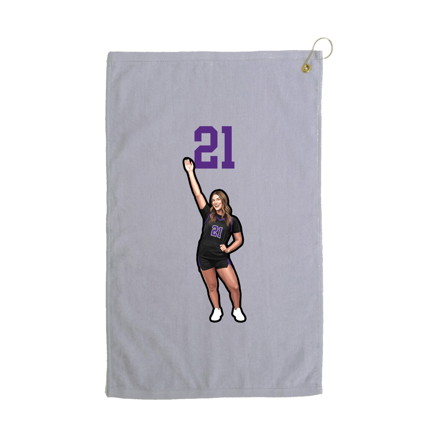 Golf Towel — Number Top in Grey