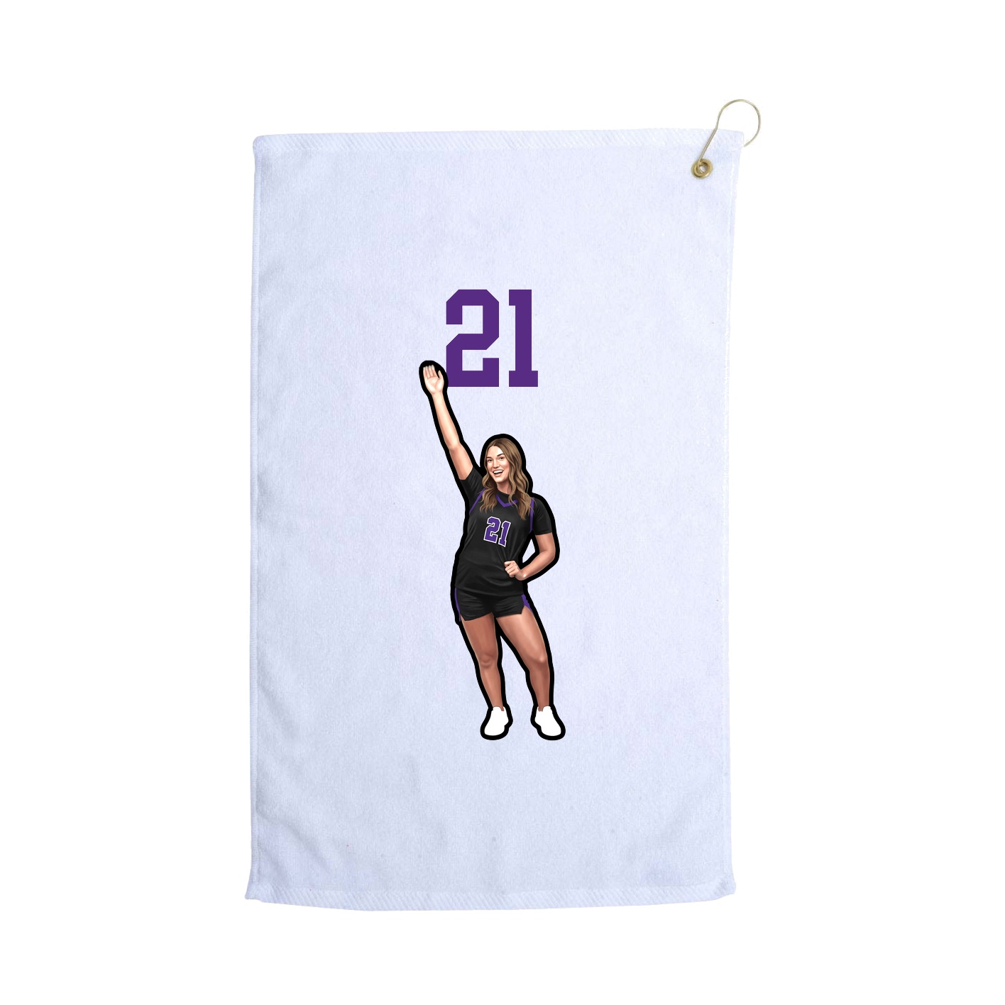 Golf Towel — Number Top in White