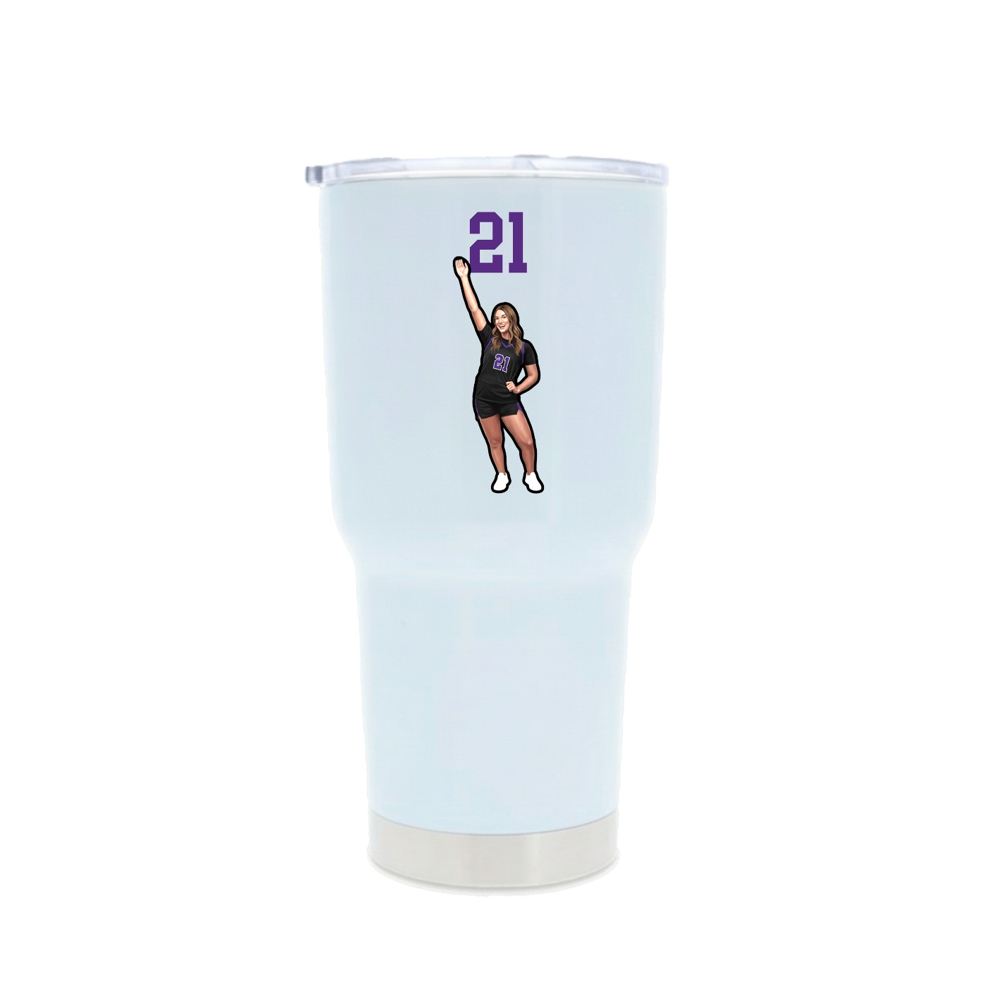 30oz Stainless Steel Tumbler — Number Top in White
