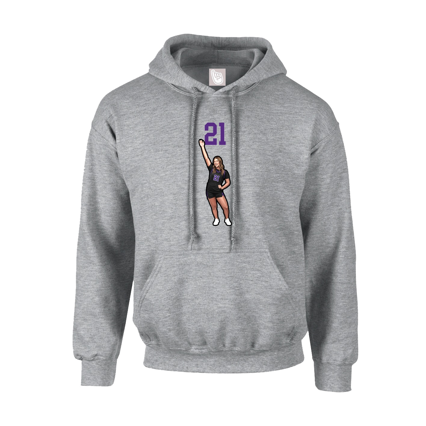 Hoodie — Number Top in Grey