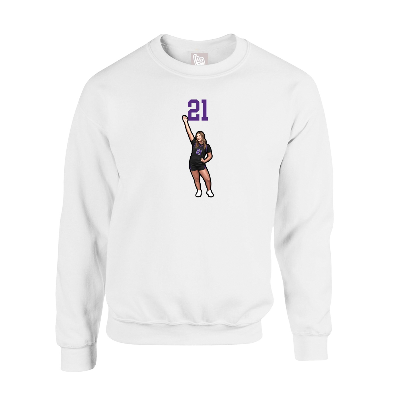 Fleece Crew — Number Top in White