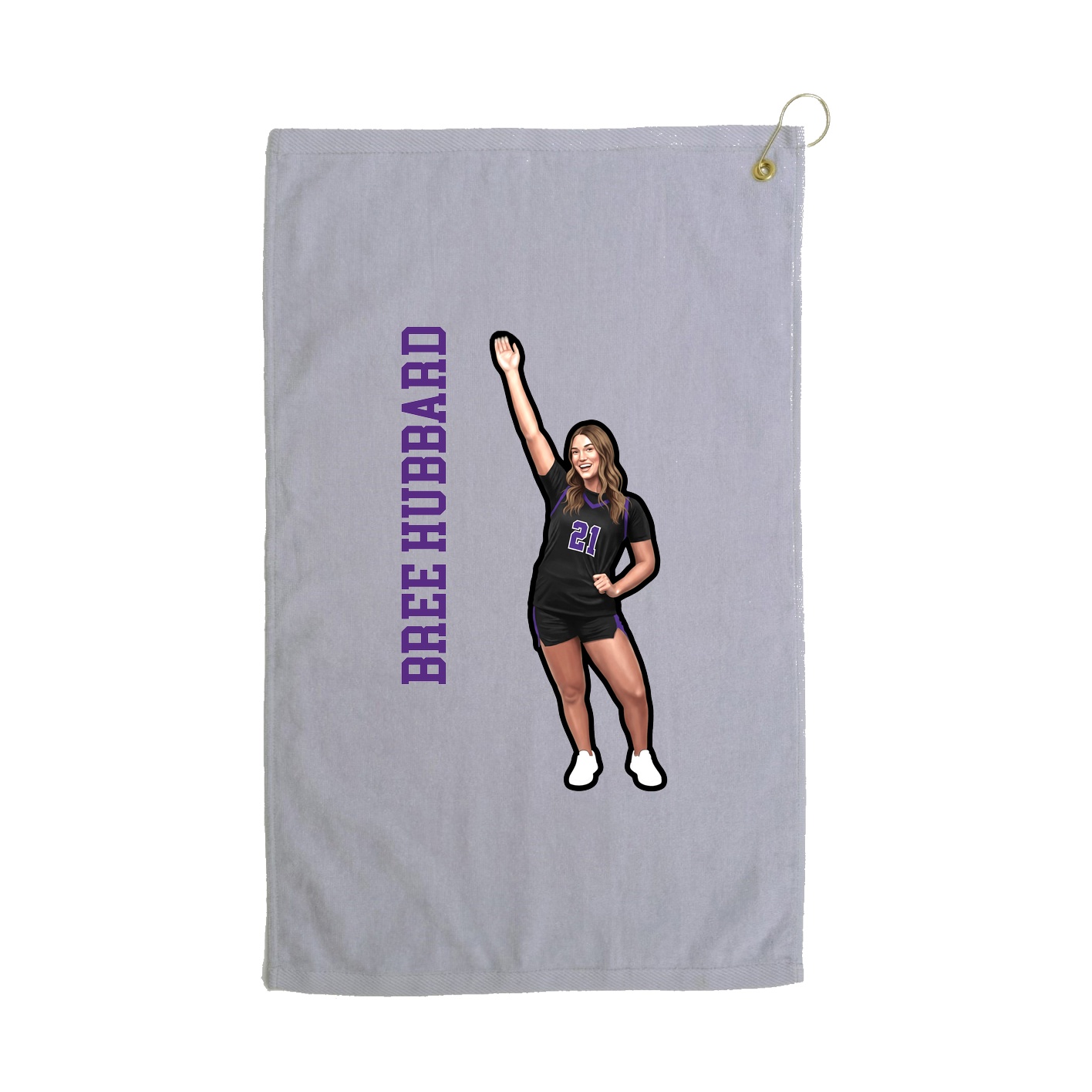 Golf Towel — Name Vertical in Grey