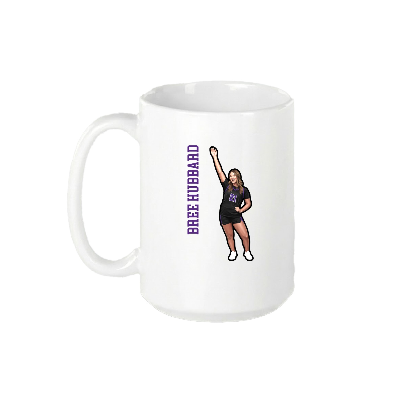 15oz Coffee Mug — Name Vertical in White