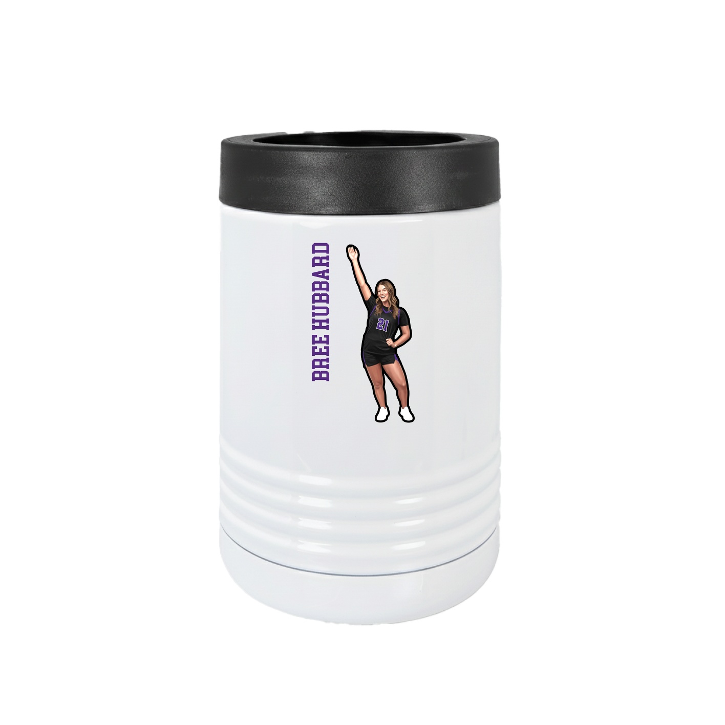 Beverage Holder — Name Vertical in White