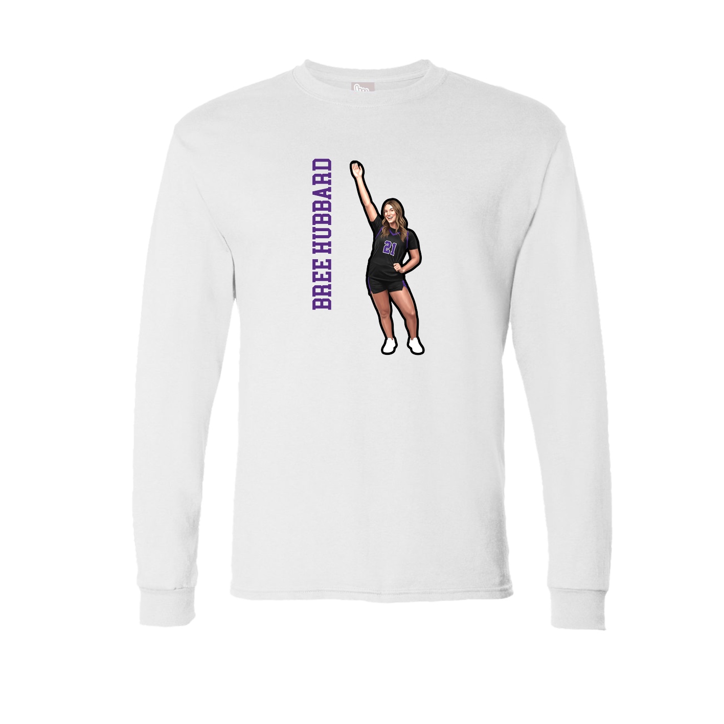 Long Sleeve Tee — Name Vertical in White