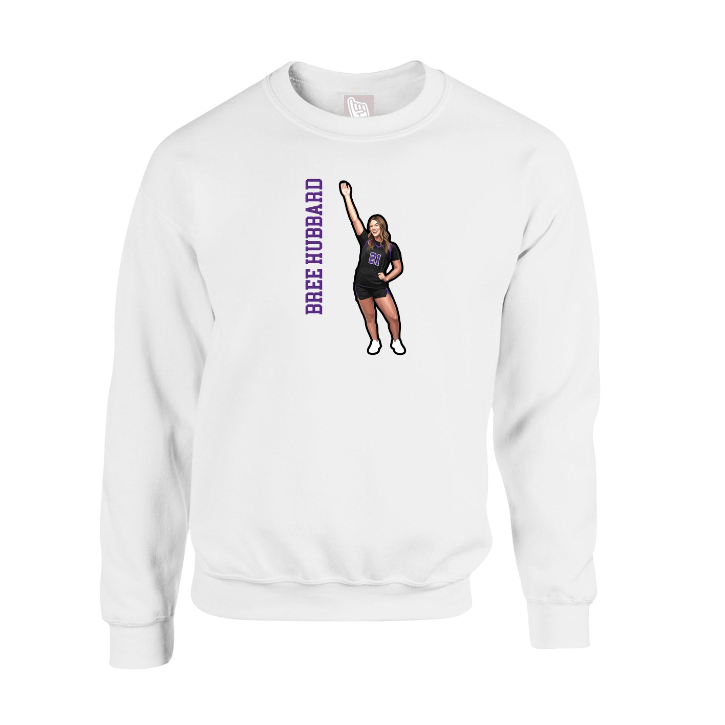Fleece Crew — Name Vertical in White