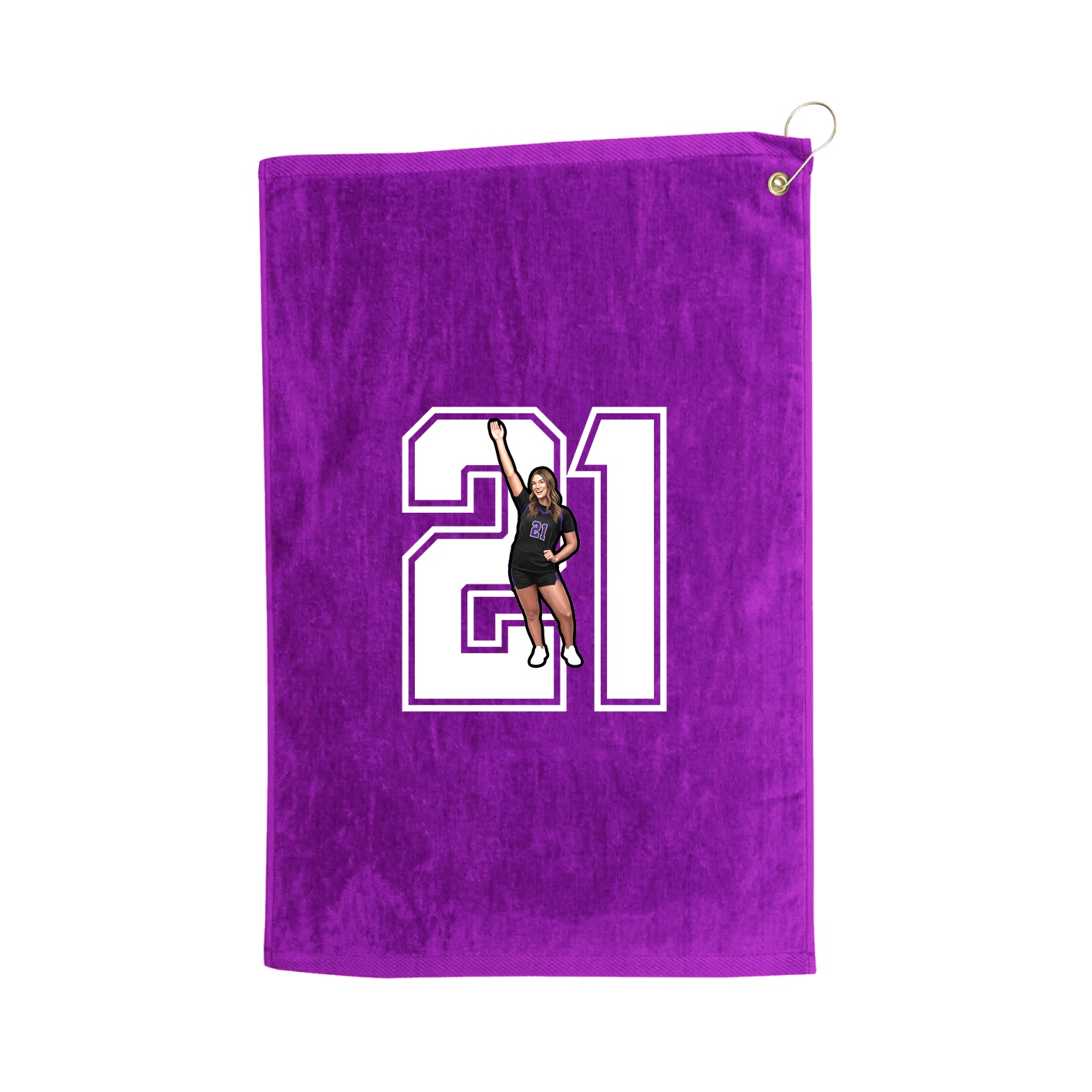 Golf Towel — Number in Purple