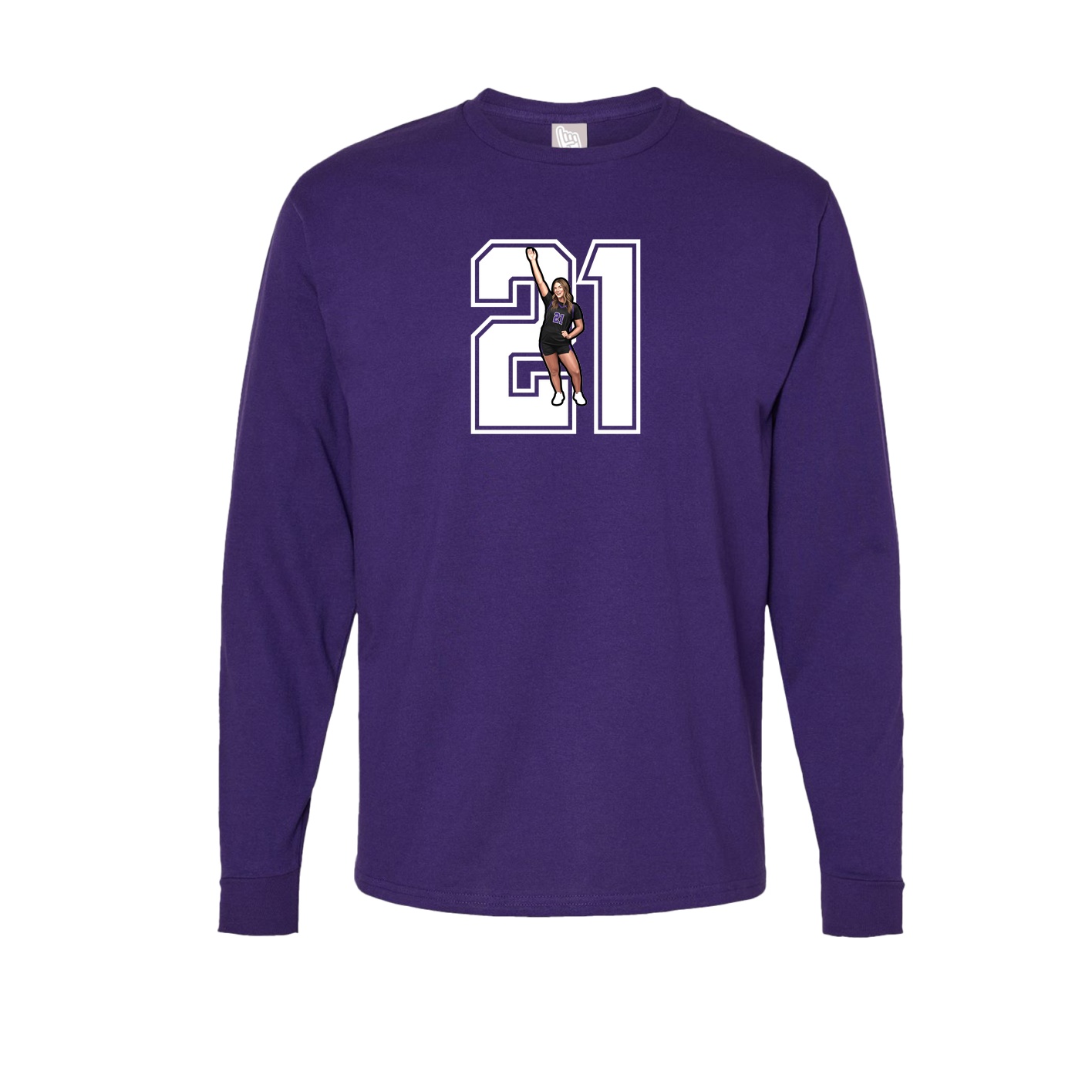 Long Sleeve Tee — Number in Purple