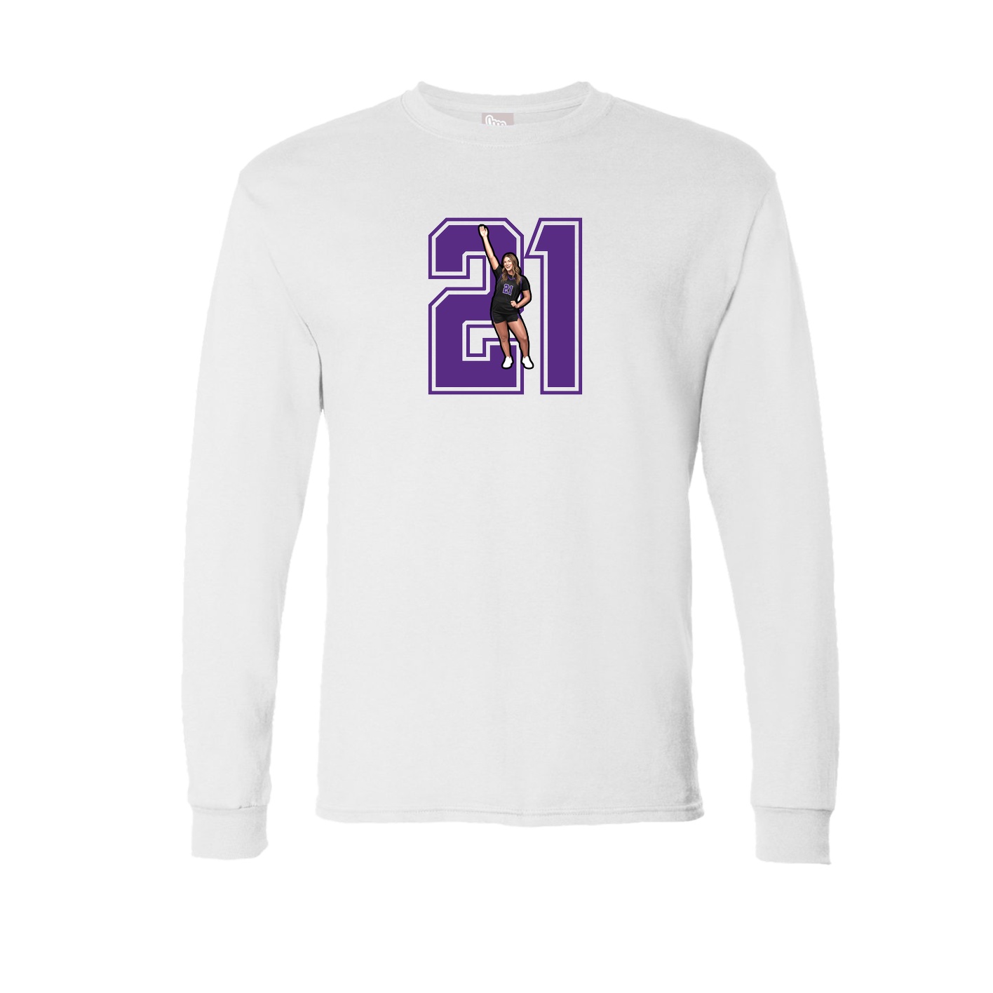 Long Sleeve Tee — Number in White
