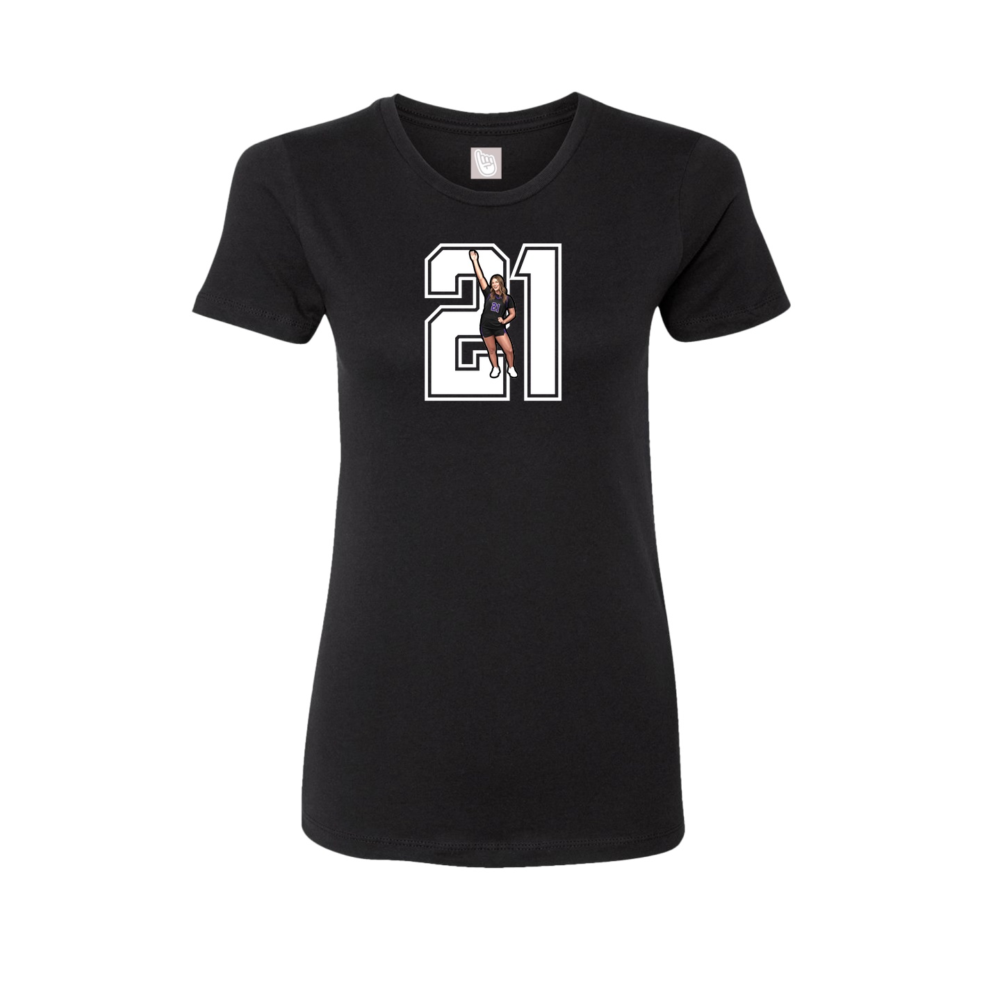 Fitted Women's Tee — Number in Black