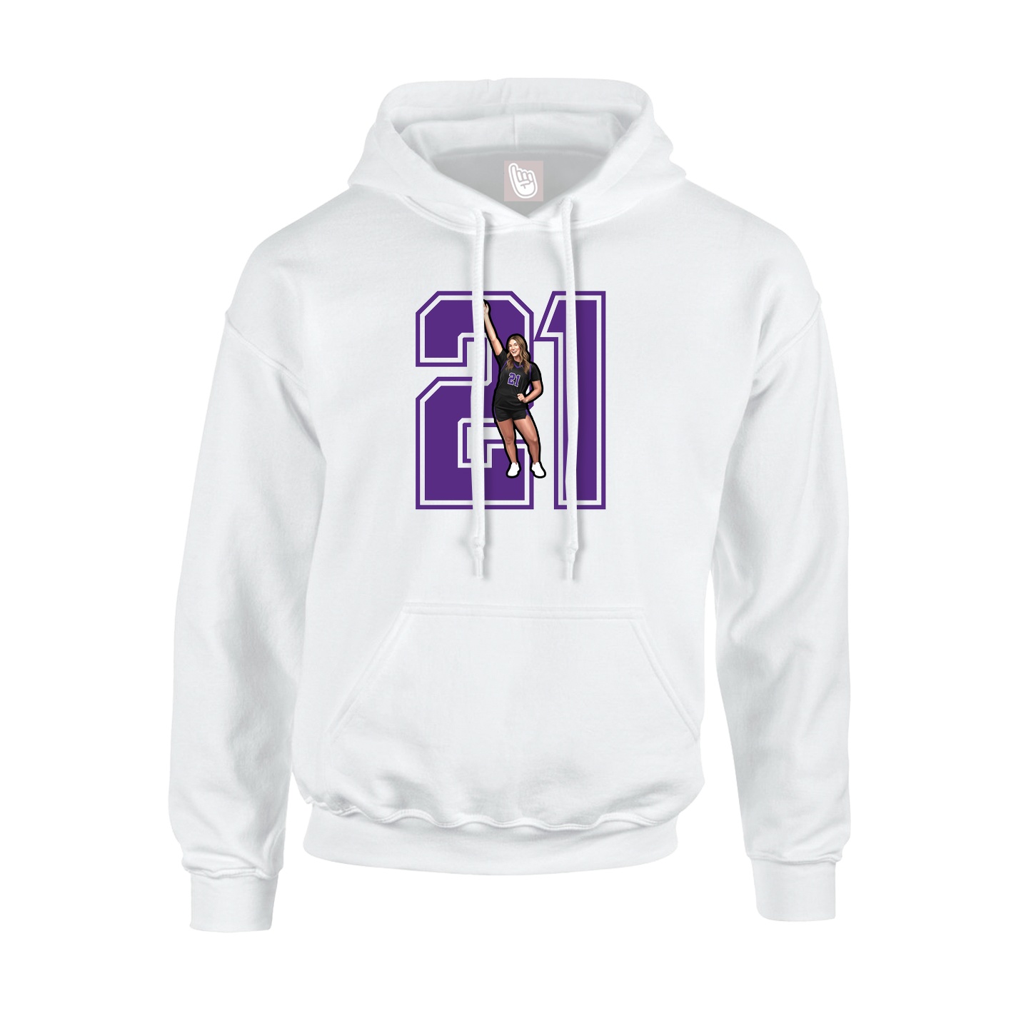 Youth Hoodie — Number in White