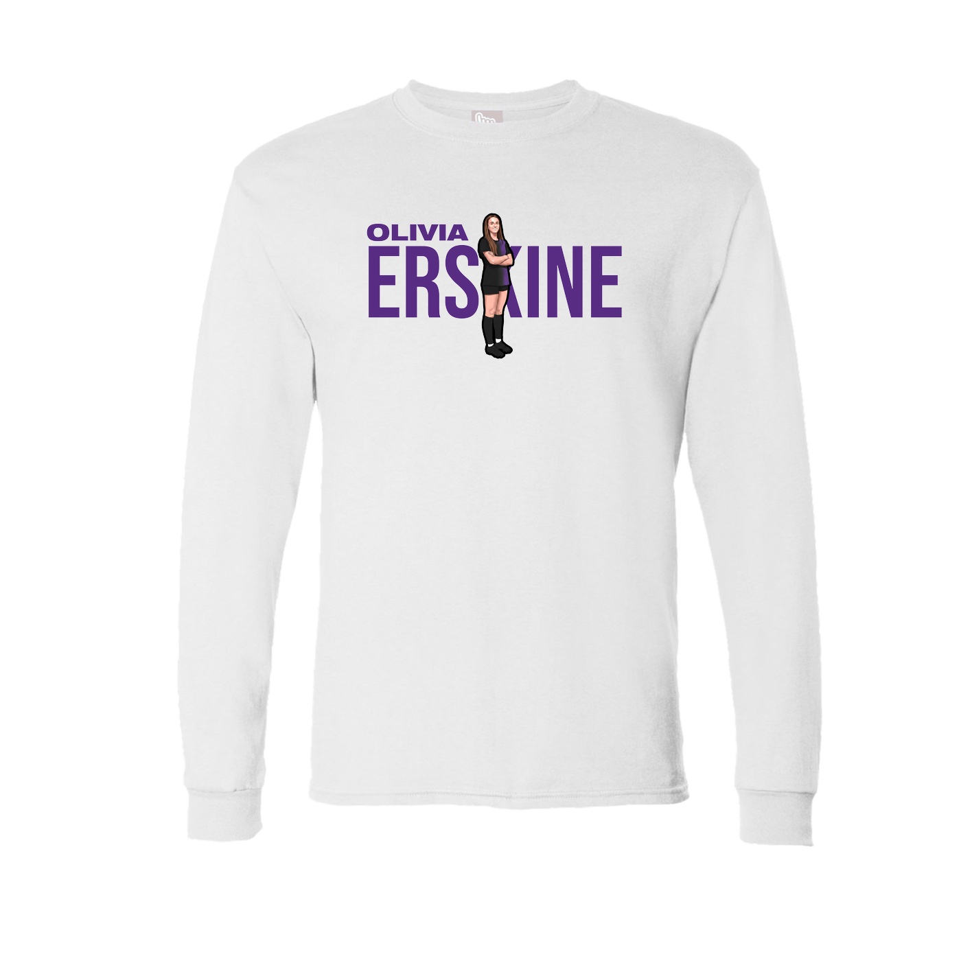 Long Sleeve Tee — Player Name in White