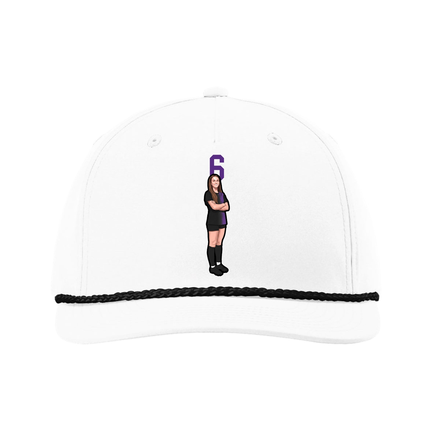 Five-Panel Classic Rope Cap — Number Top in White