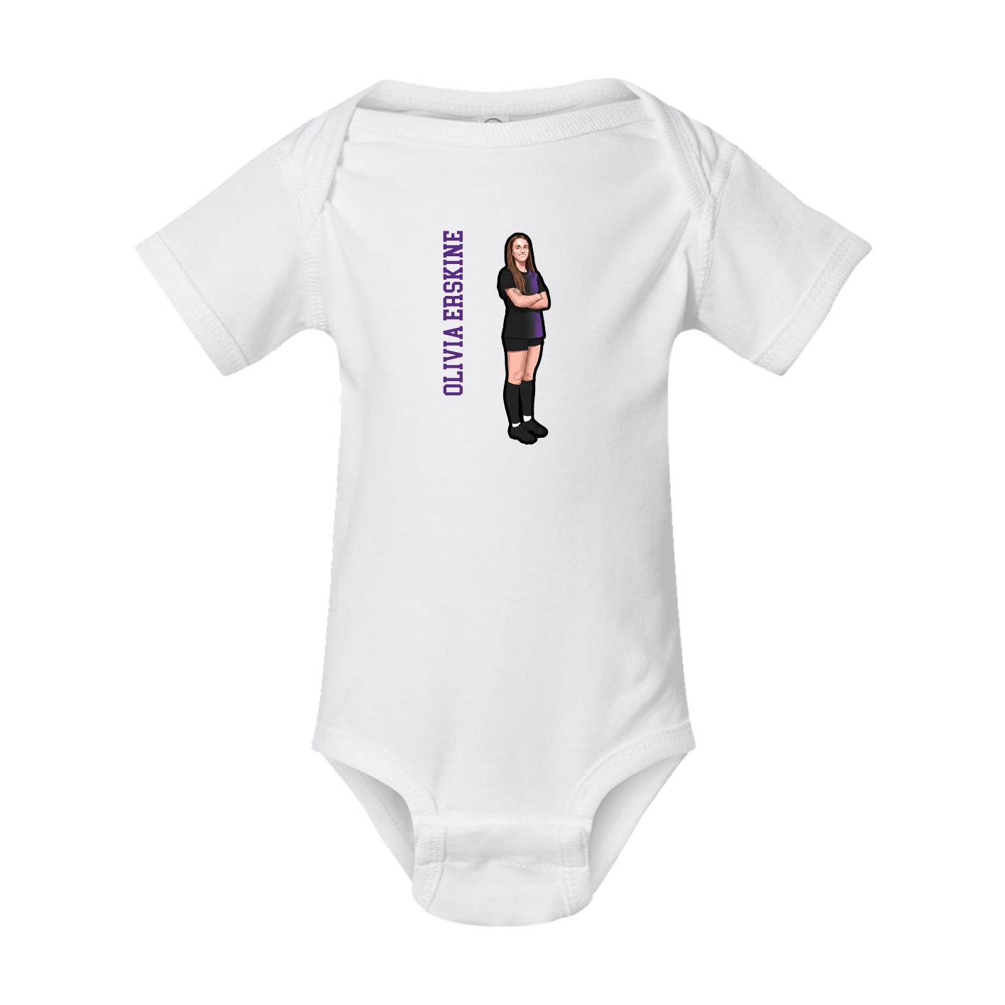 Baby Onesie — Name Vertical in White