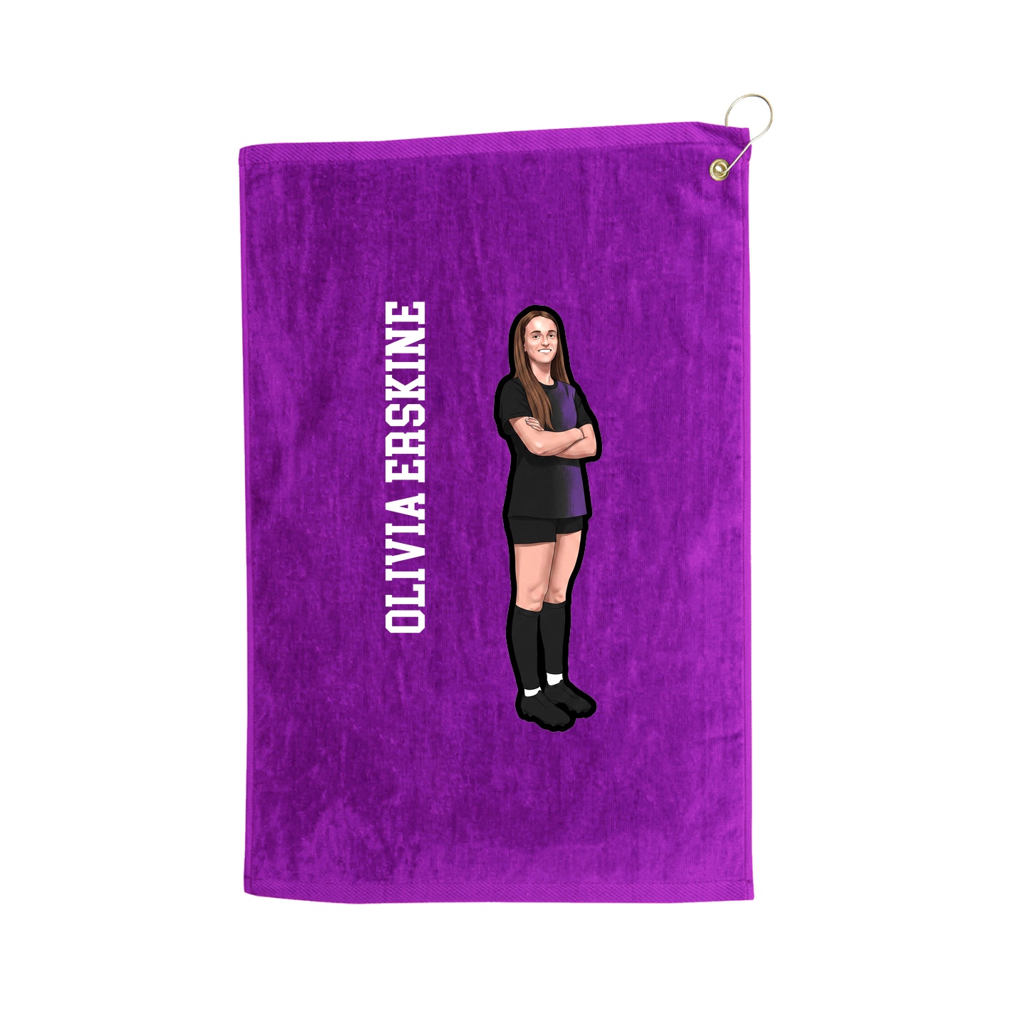 Golf Towel — Name Vertical in Purple