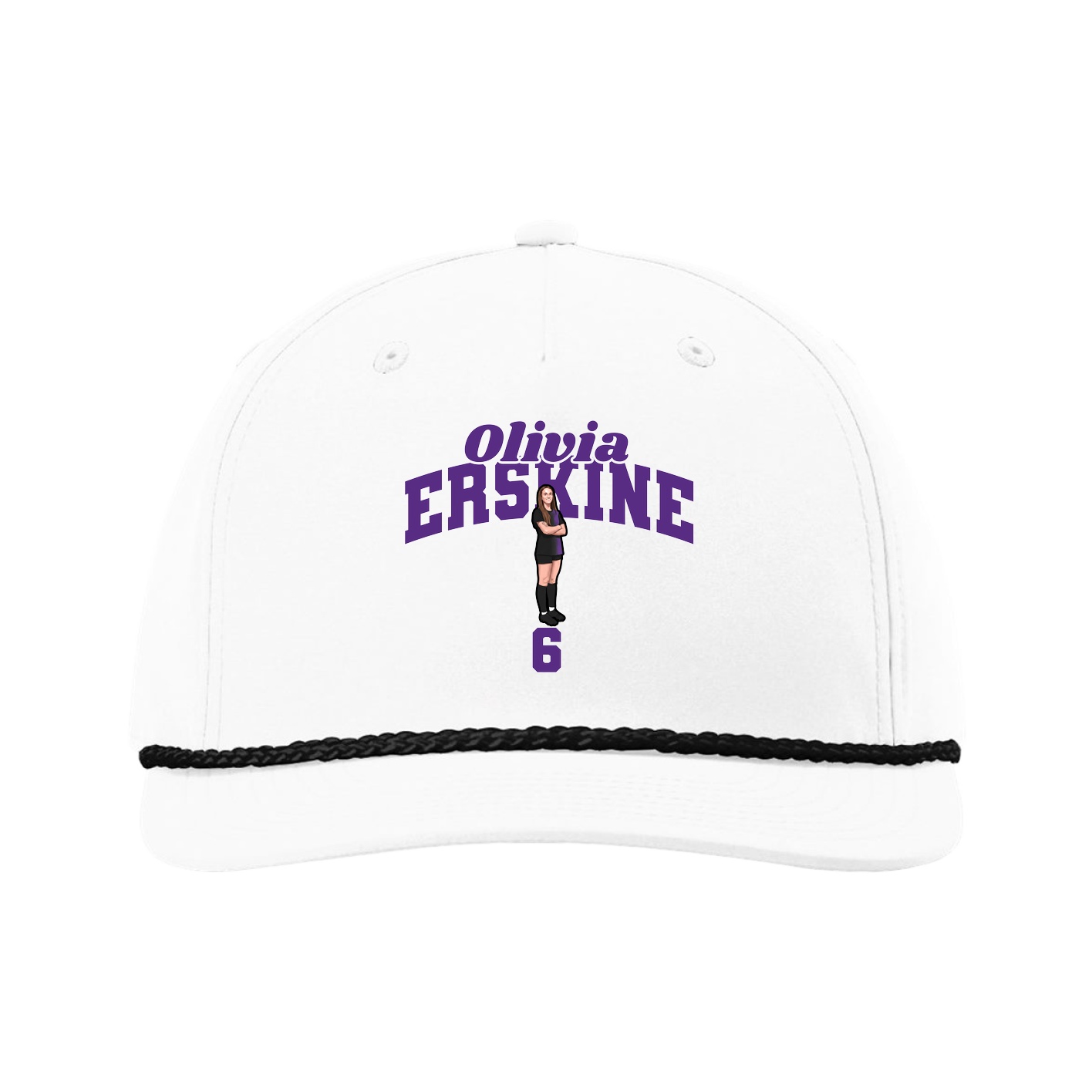 Five-Panel Classic Rope Cap — Signature Arch in White