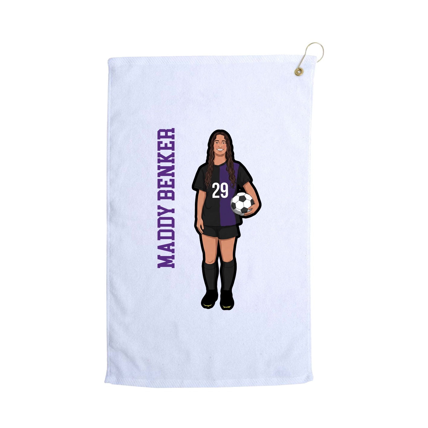 Golf Towel — Name Vertical in White