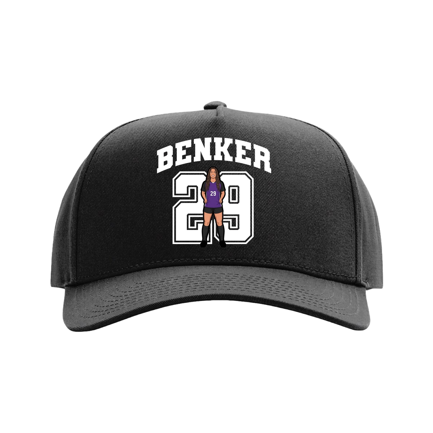 Full Fabric Five-Panel Champ Cap — Number in Black