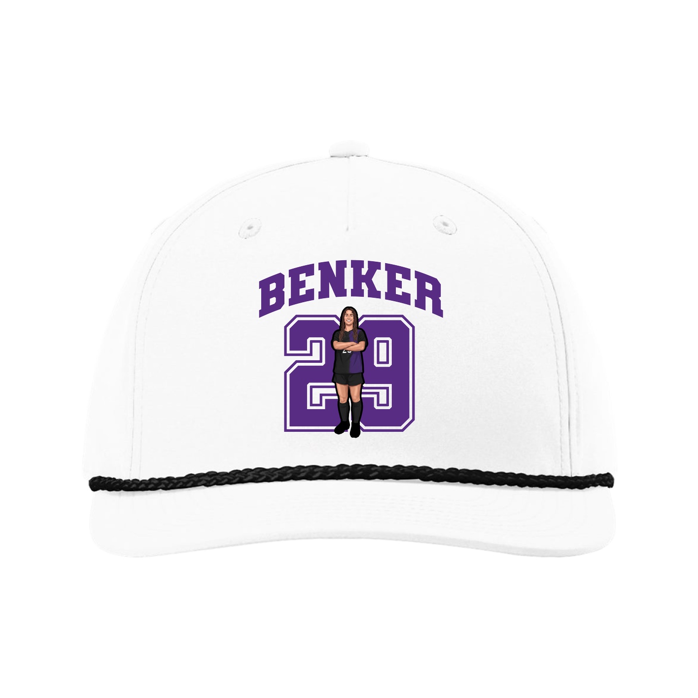 Five-Panel Classic Rope Cap — Number in White