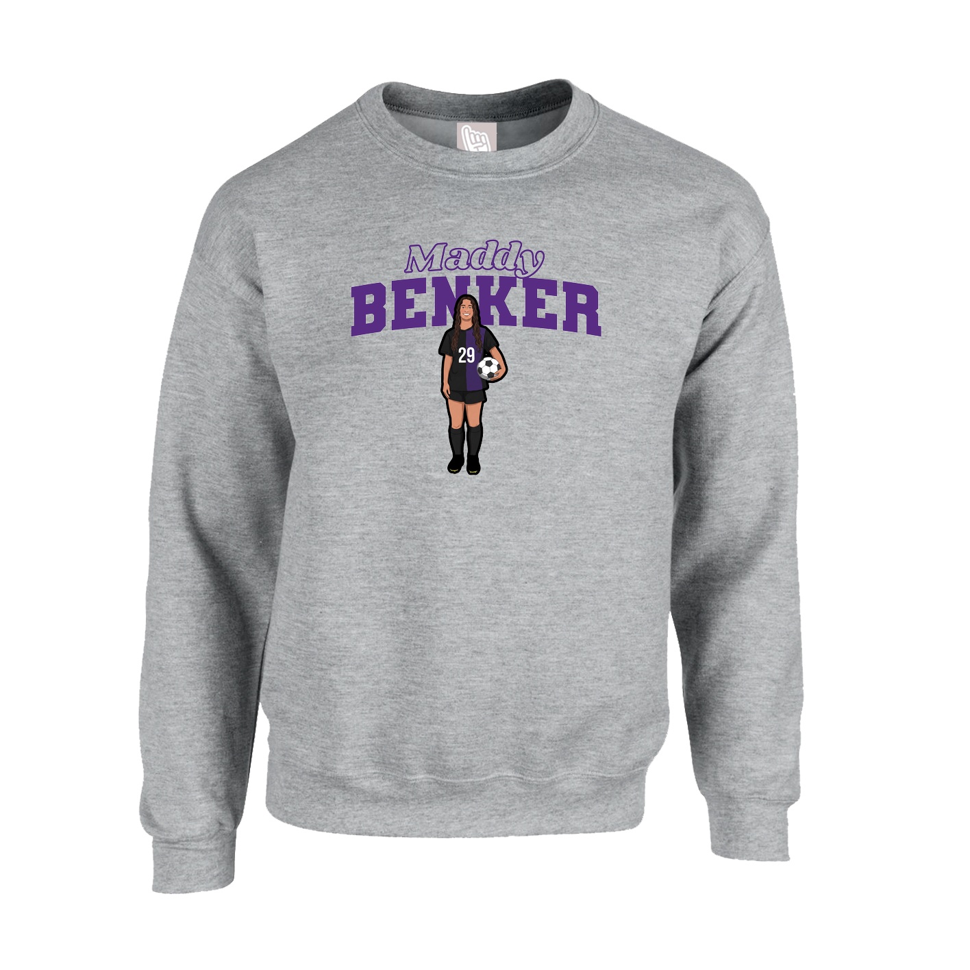 Fleece Crew — Name Arch in Grey