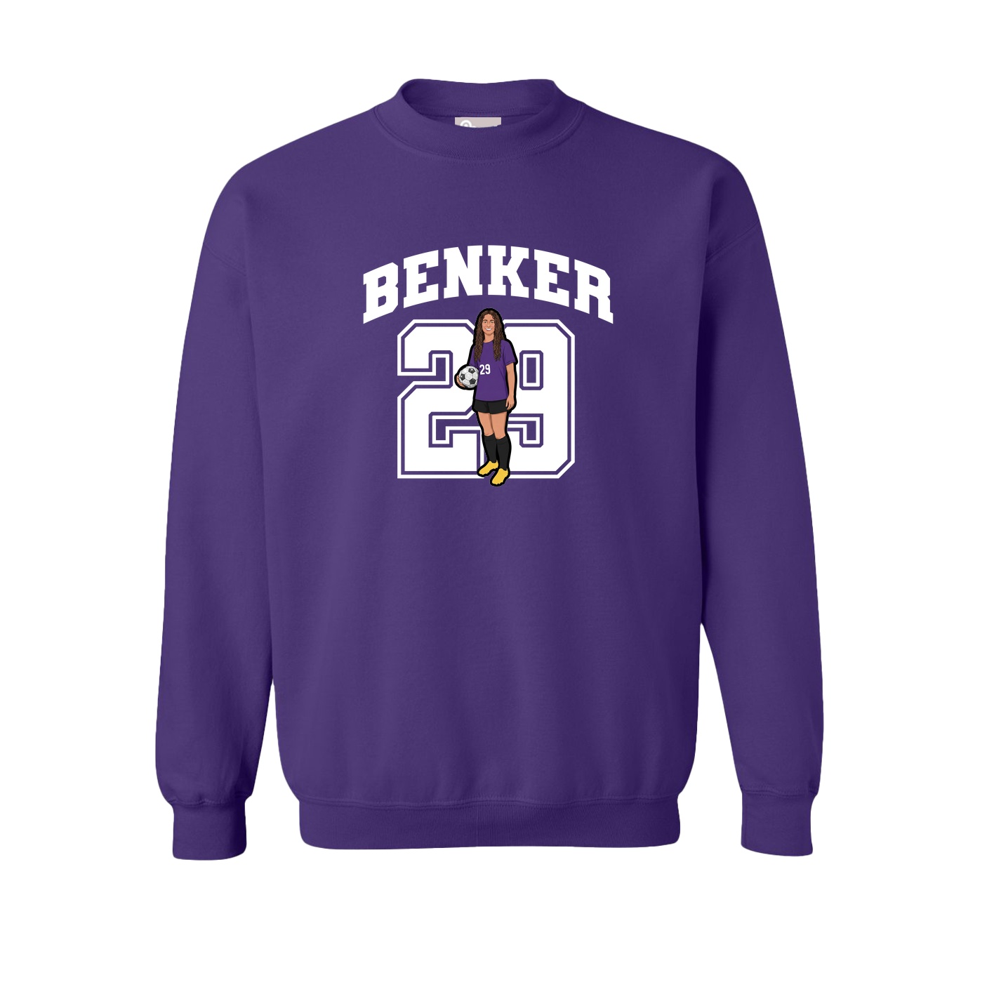 Fleece Crew — Number in Purple