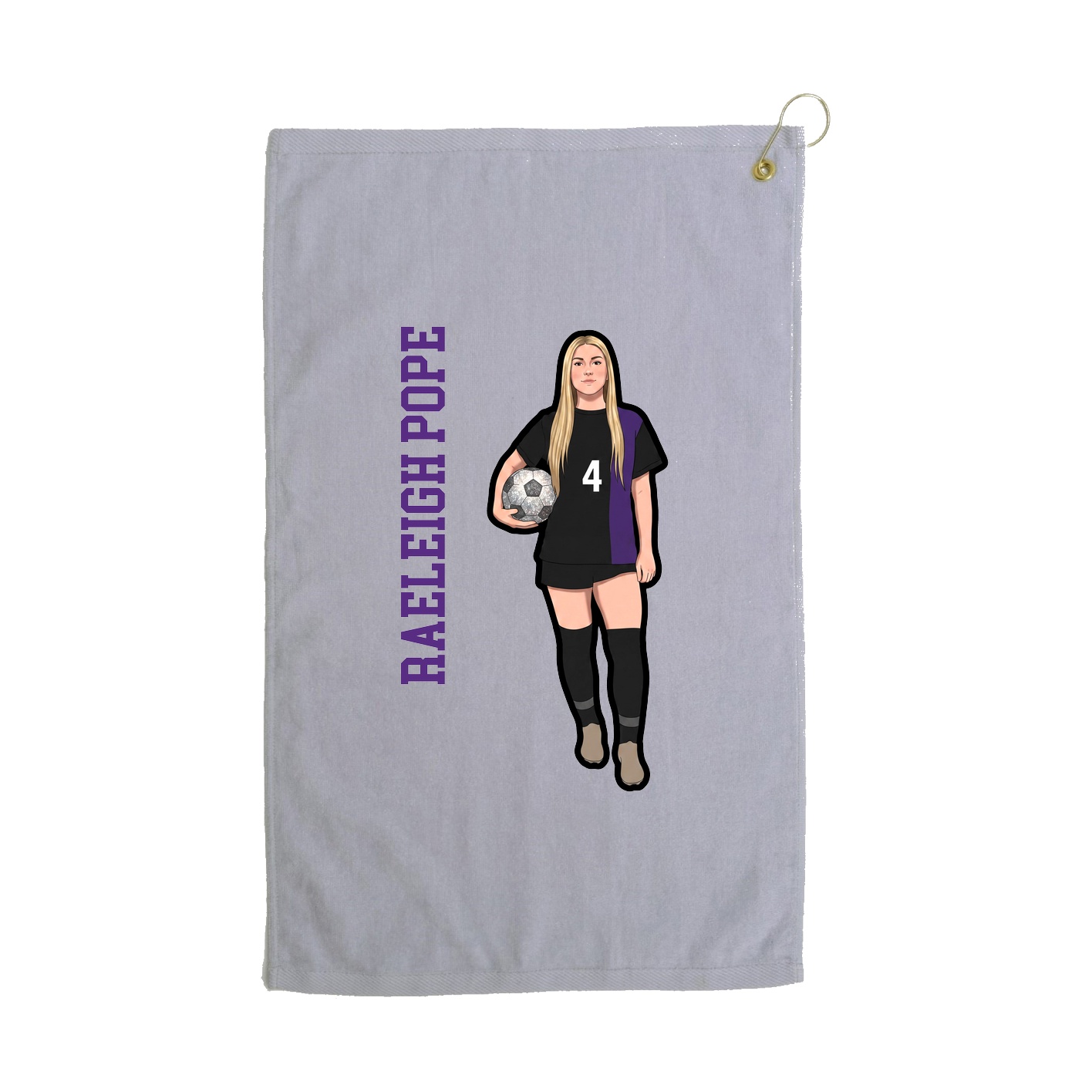 Golf Towel — Name Vertical in Grey