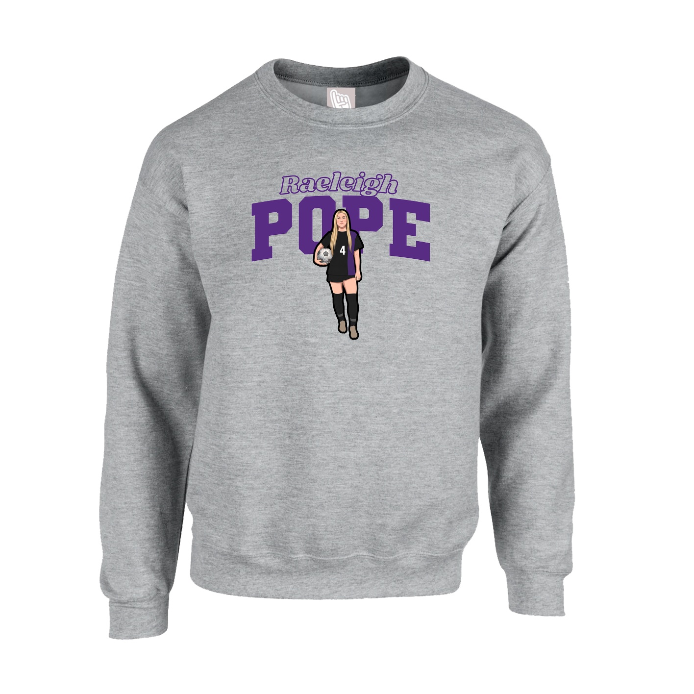 Fleece Crew — Name Arch in Grey