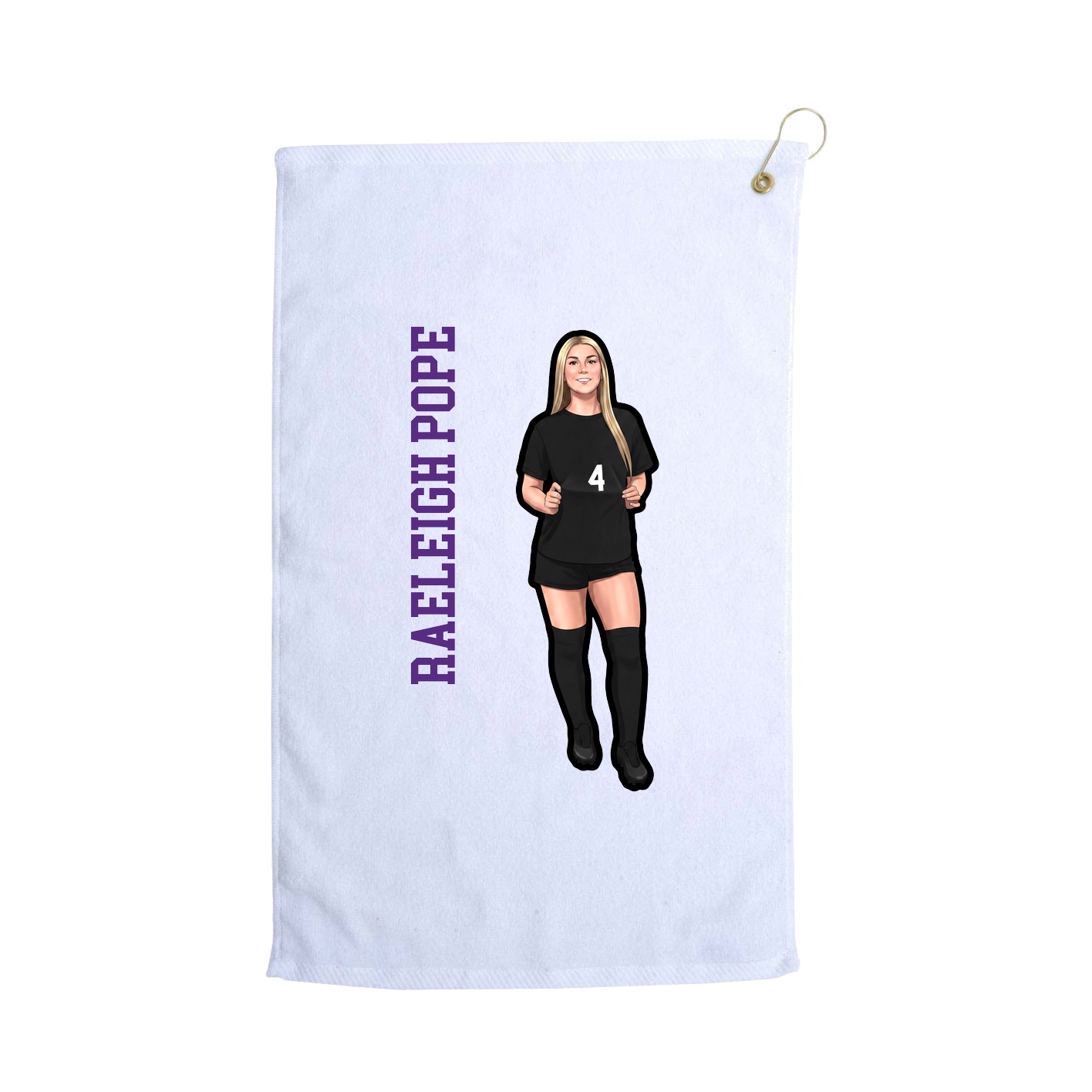 Golf Towel — Name Vertical in White