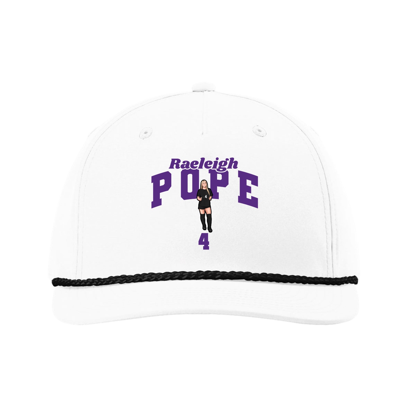 Five-Panel Classic Rope Cap — Signature Arch in White