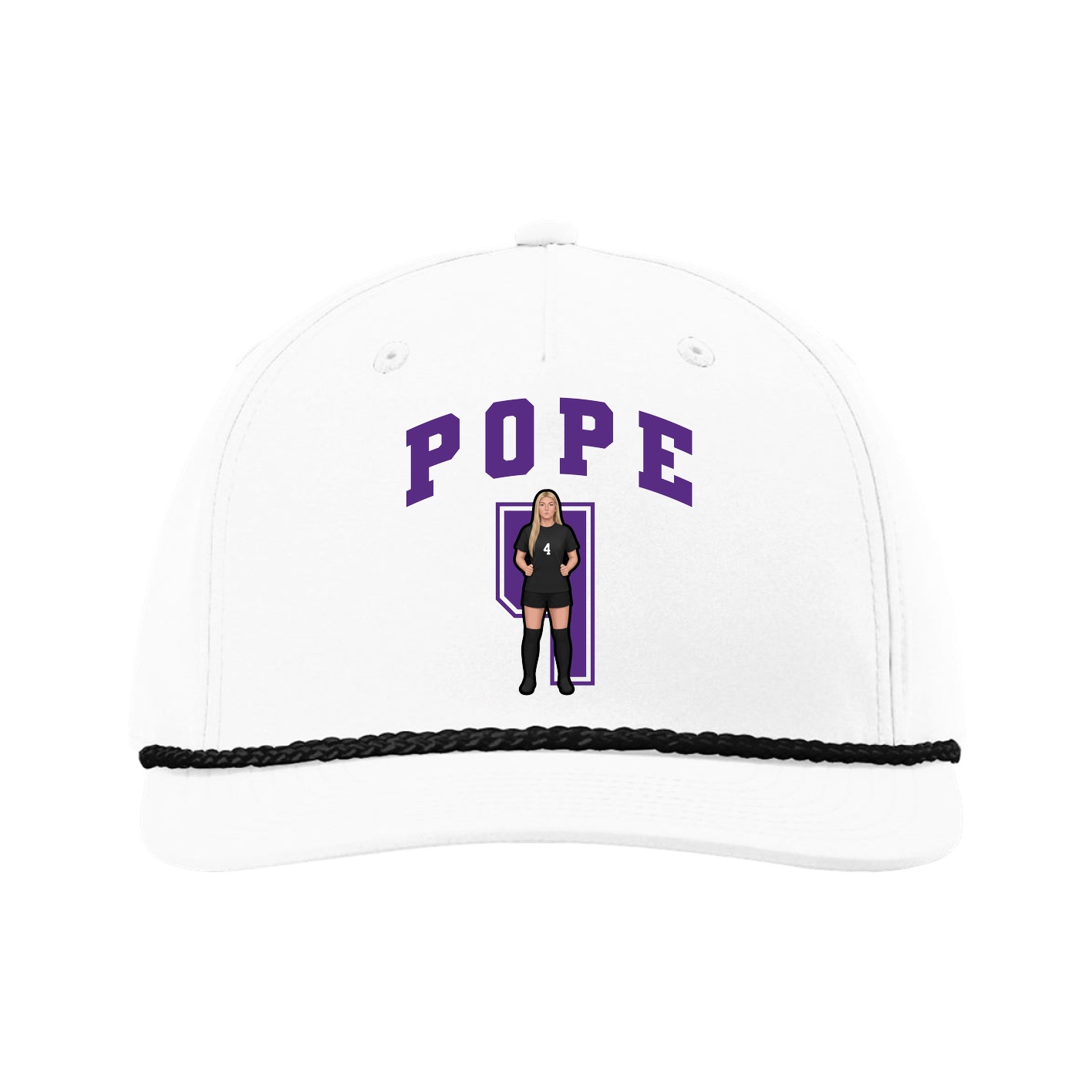 Five-Panel Classic Rope Cap — Number in White