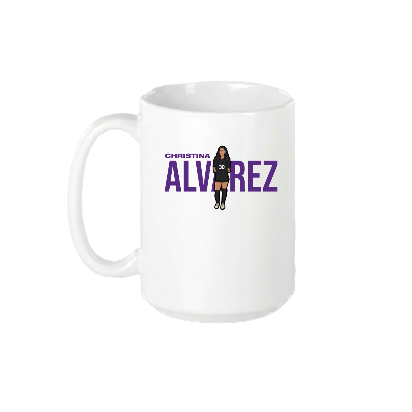 15oz Coffee Mug — Player Name in White