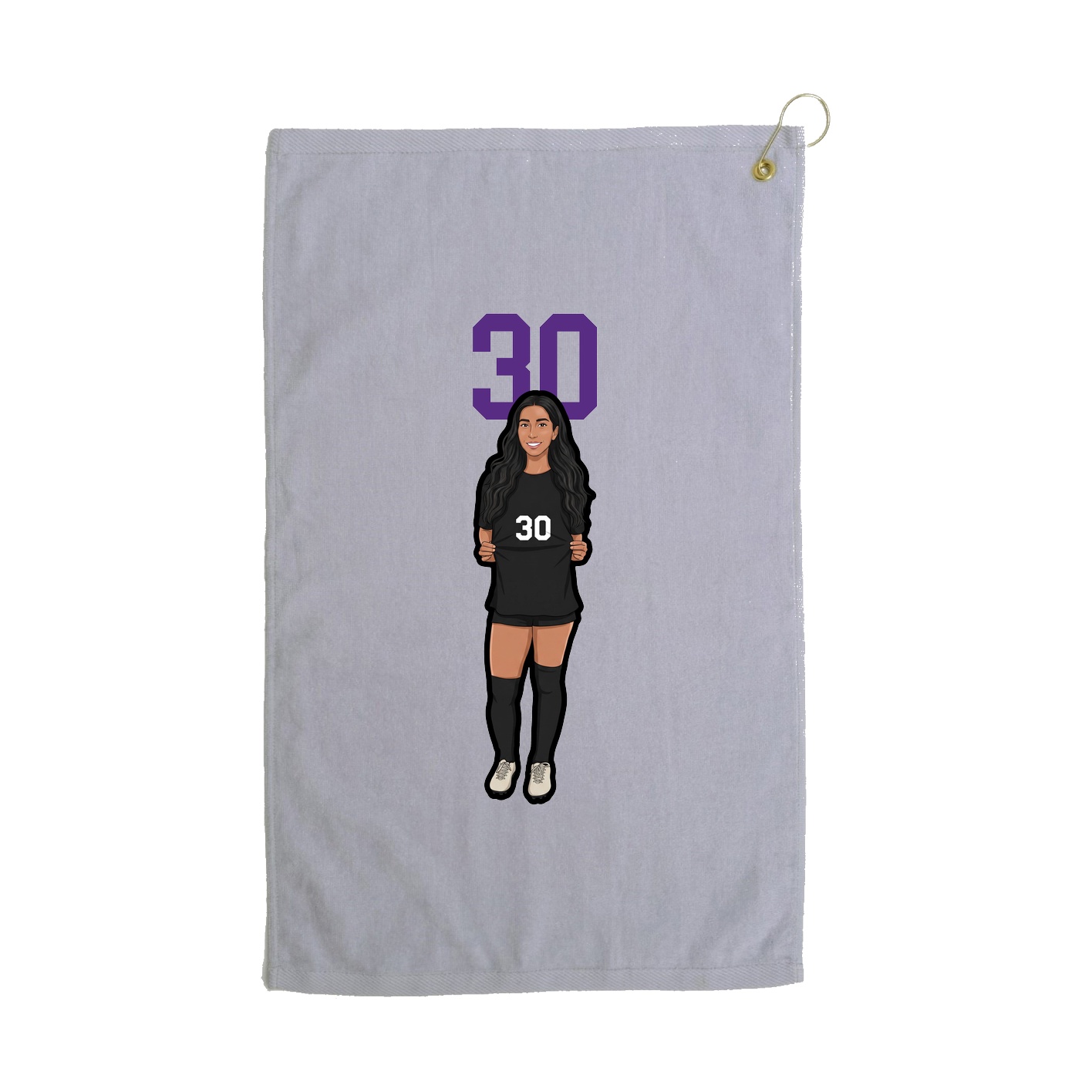 Golf Towel — Number Top in Grey