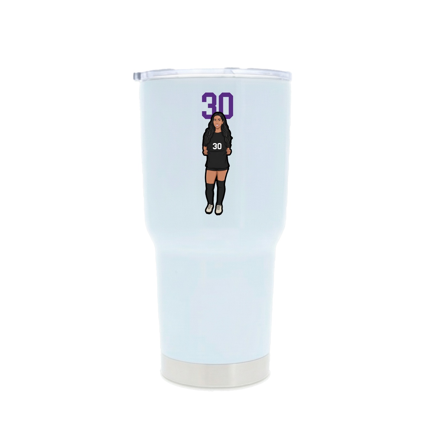 30oz Stainless Steel Tumbler — Number Top in White