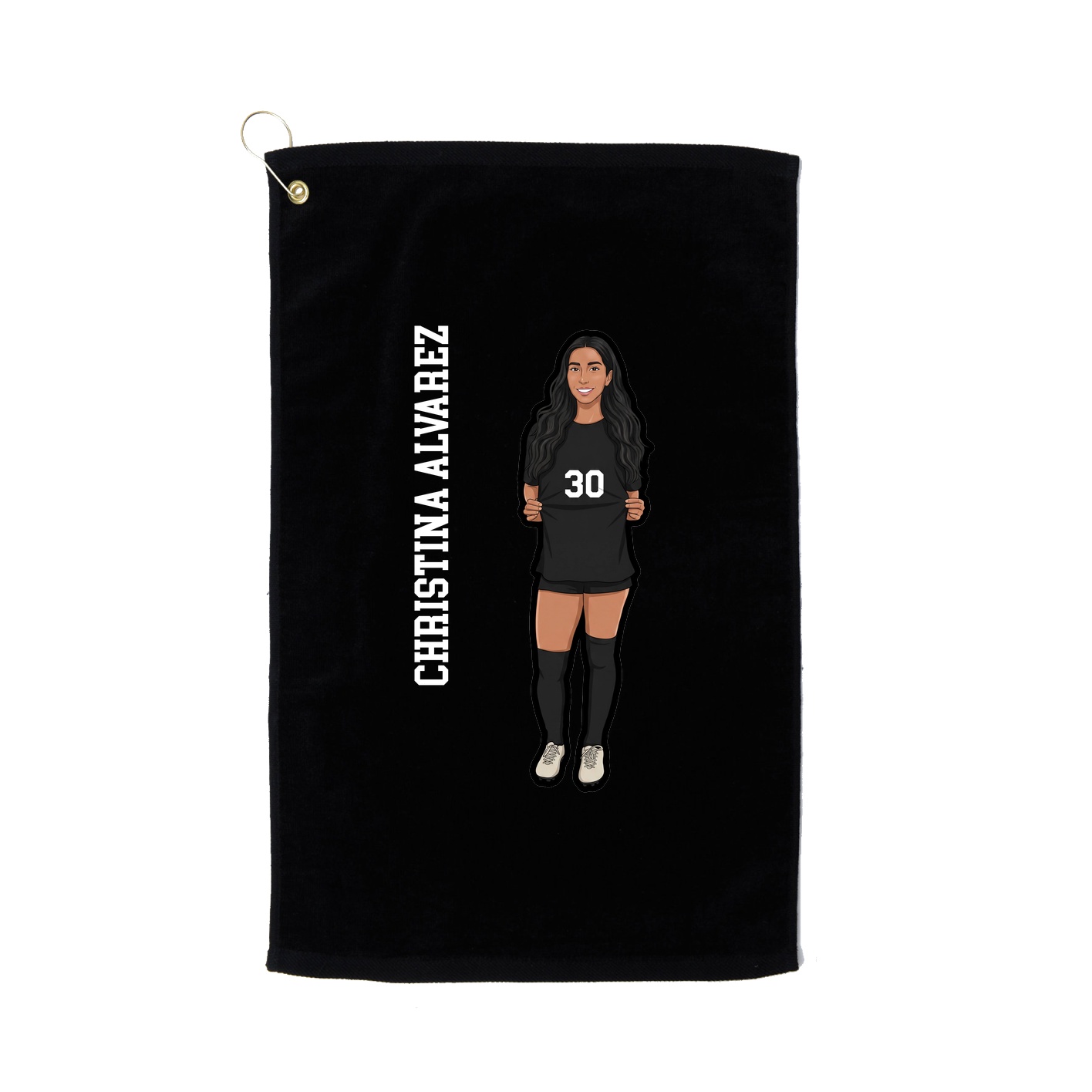 Golf Towel — Name Vertical in Black
