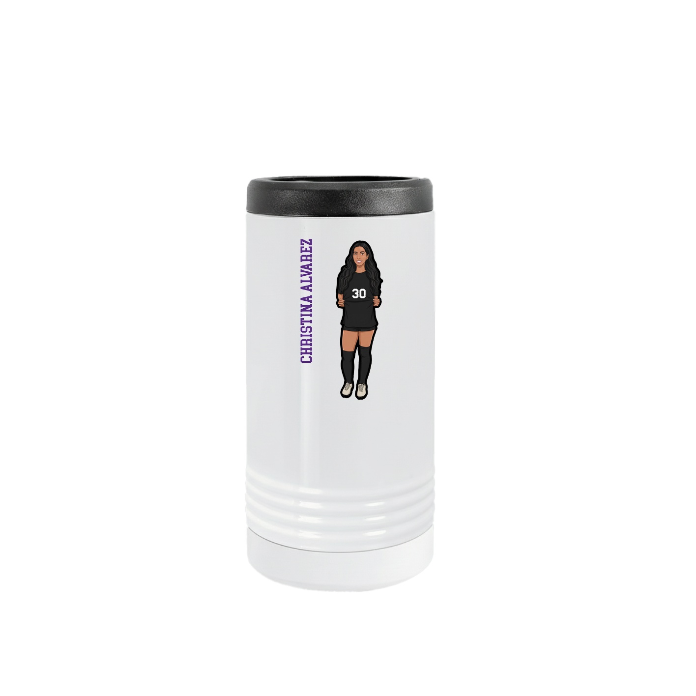 Slim Beverage Holder — Name Vertical in White
