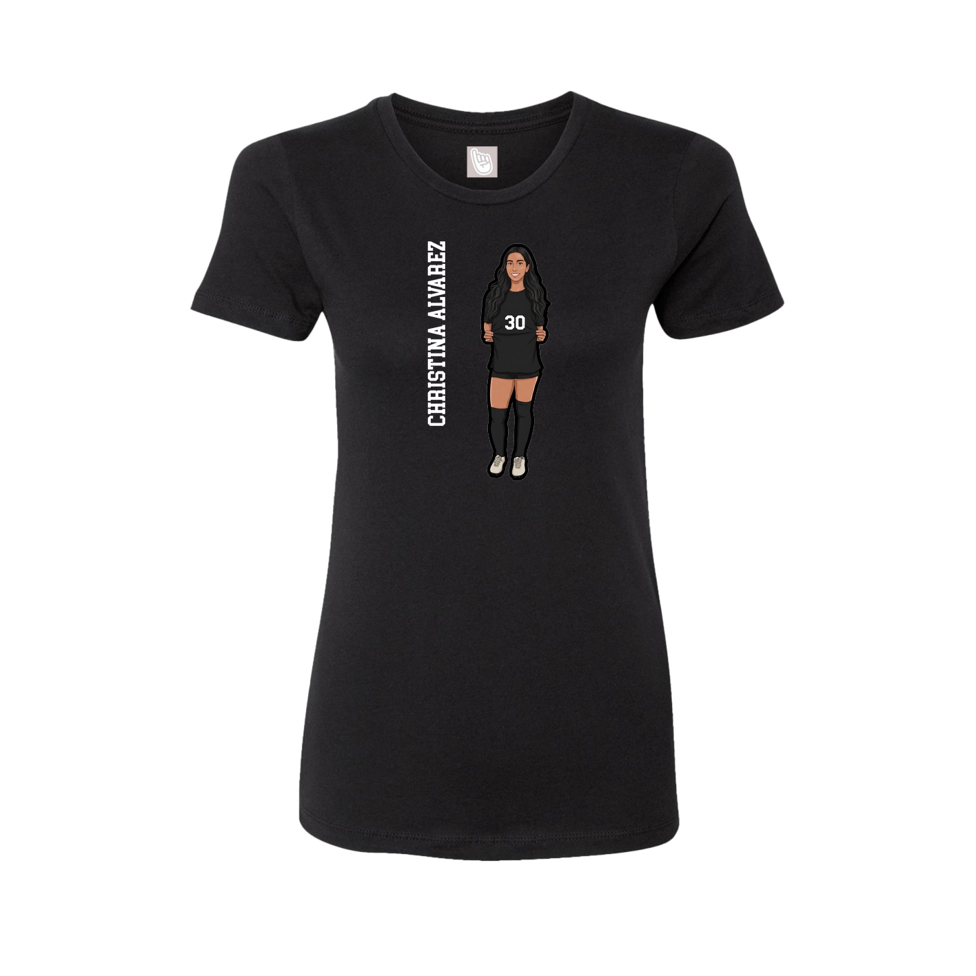 Fitted Women's Tee — Name Vertical in Black