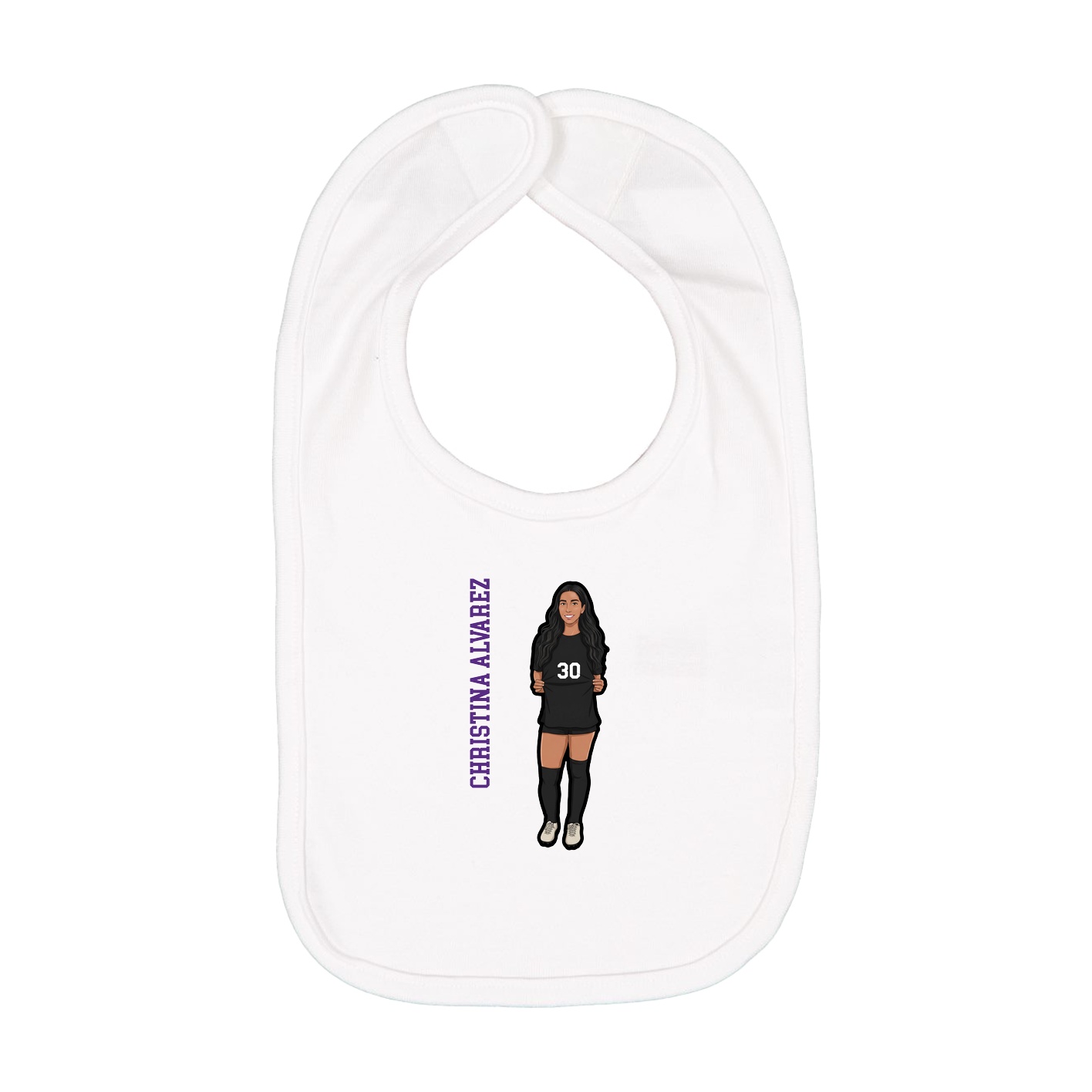 Infant Bib — Name Vertical in White