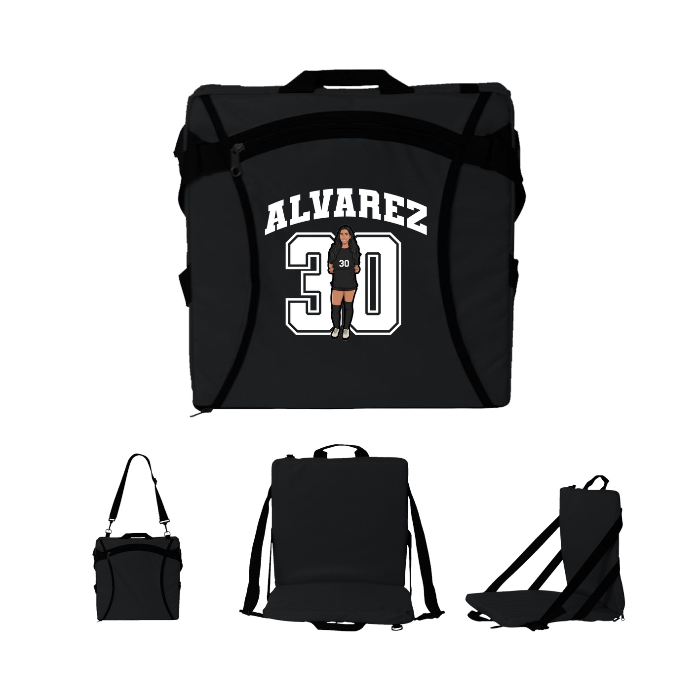 Folding Stadium Seat — Number in Black
