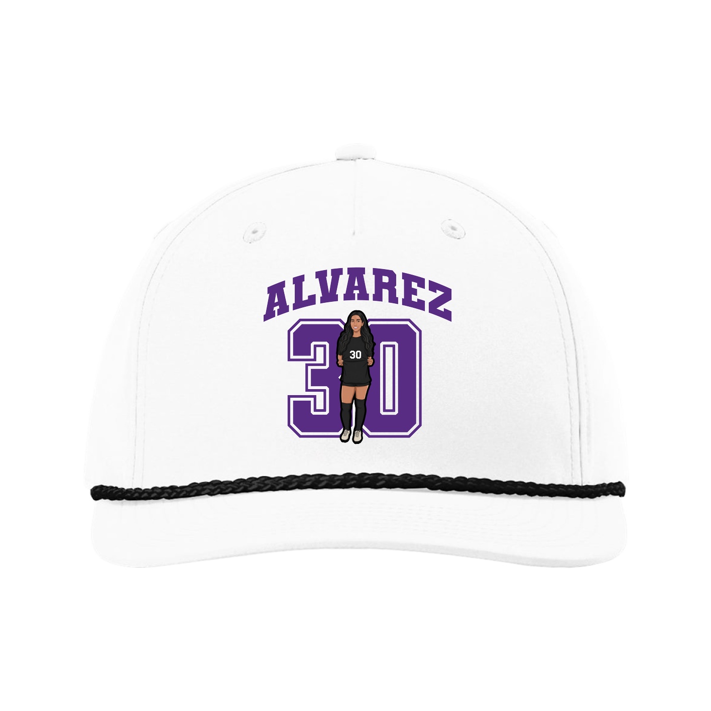 Five-Panel Classic Rope Cap — Number in White