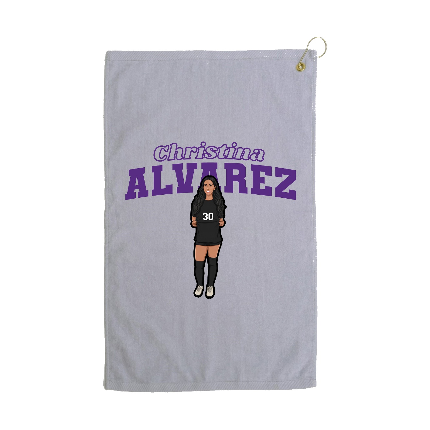 Golf Towel — Name Arch in Grey
