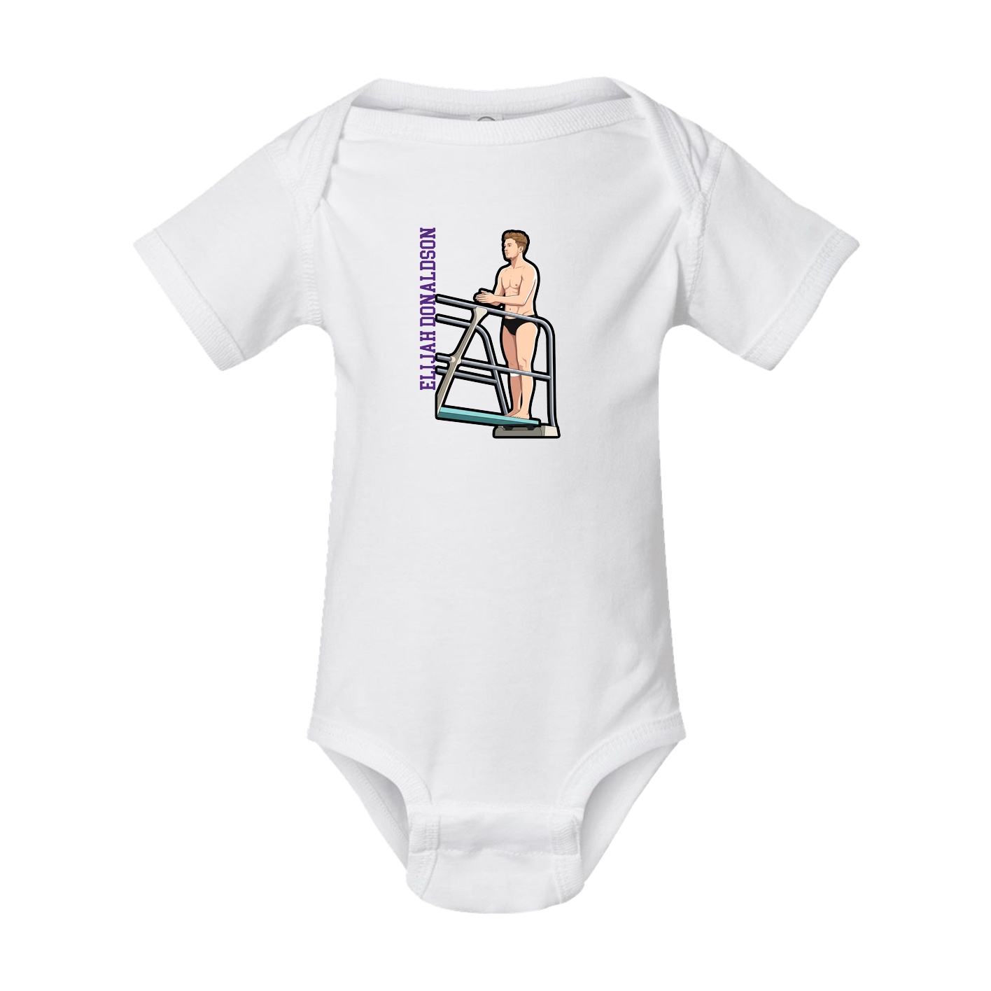 Baby Onesie — Name Vertical in White